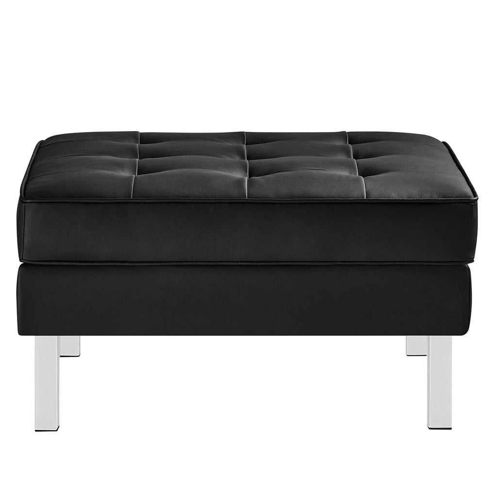 Loft Tufted Vegan Leather sofá and Ottoman Set