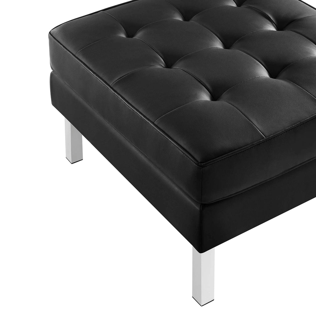 Loft Tufted Vegan Leather sofá and Ottoman Set