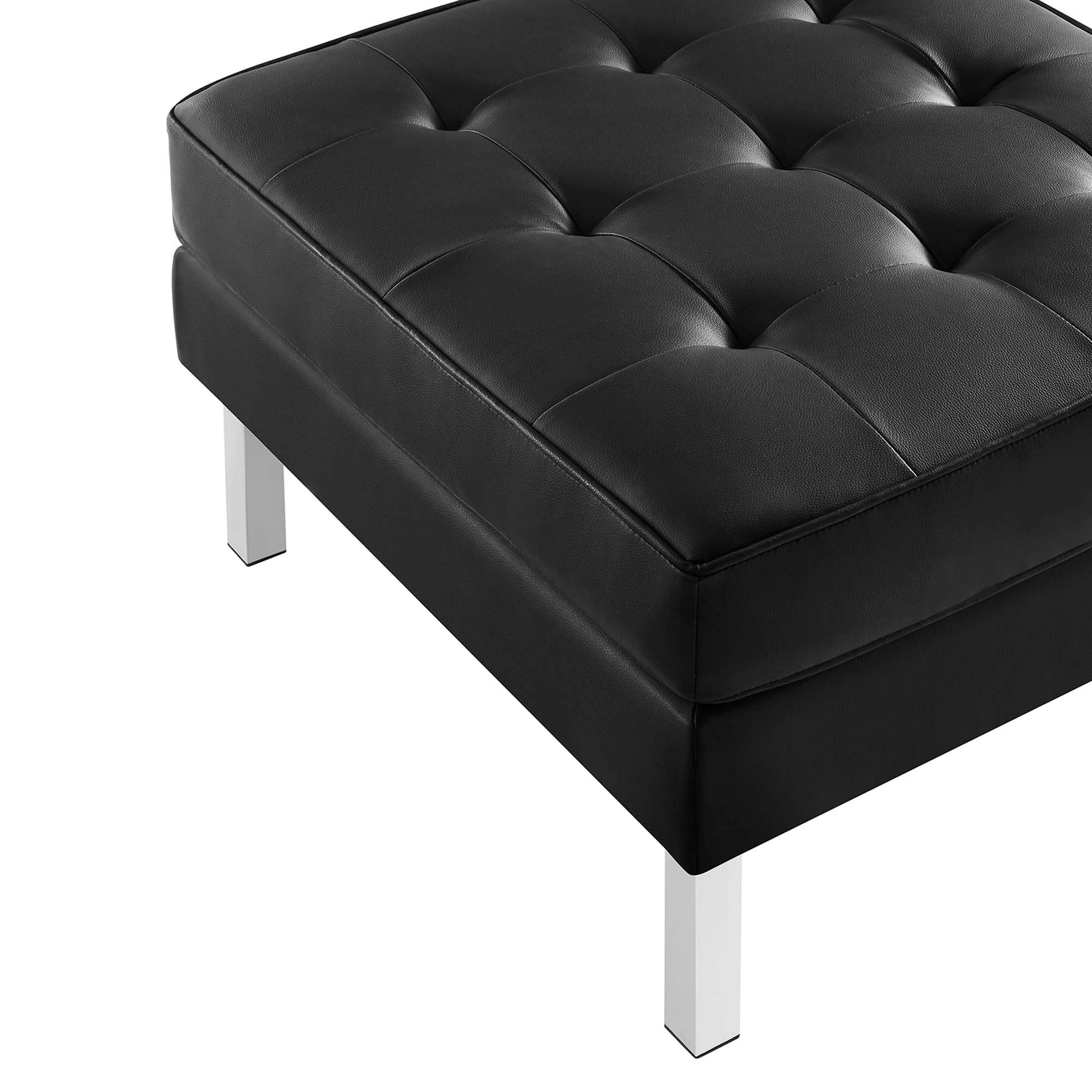 Loft Tufted Vegan Leather sofá and Ottoman Set