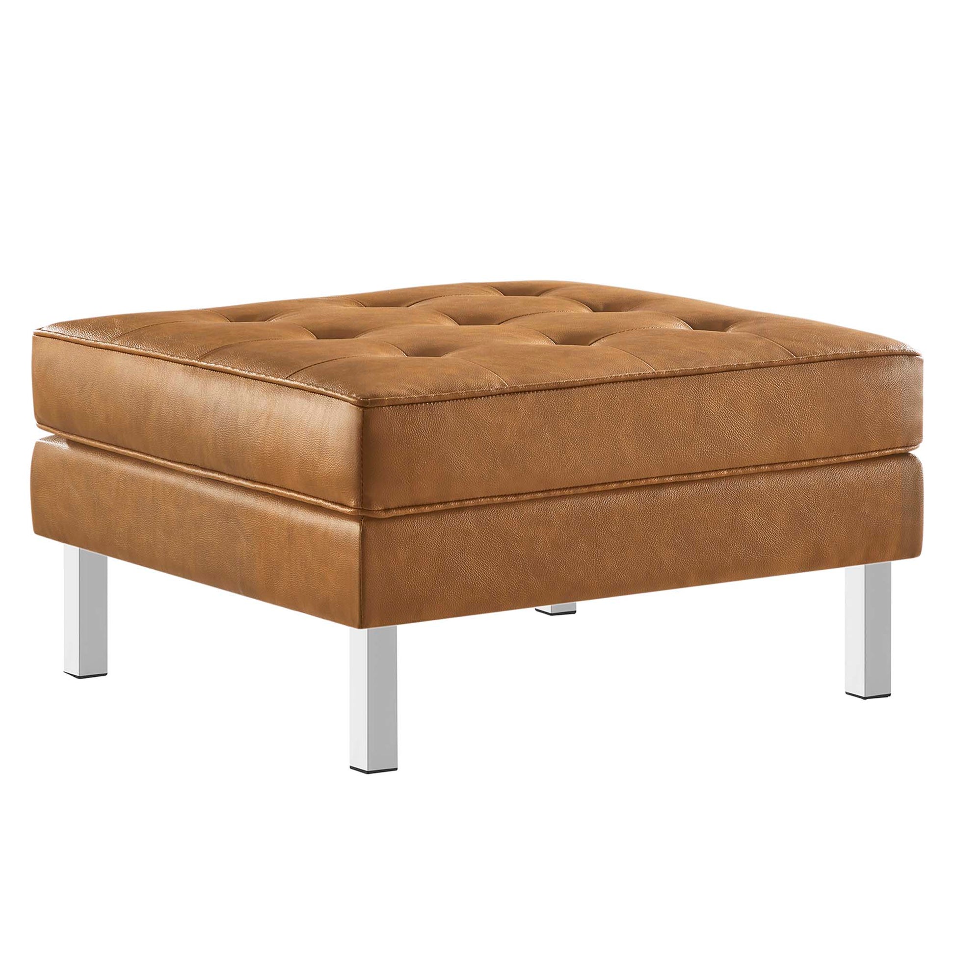 Loft Tufted Vegan Leather sofá and Ottoman Set