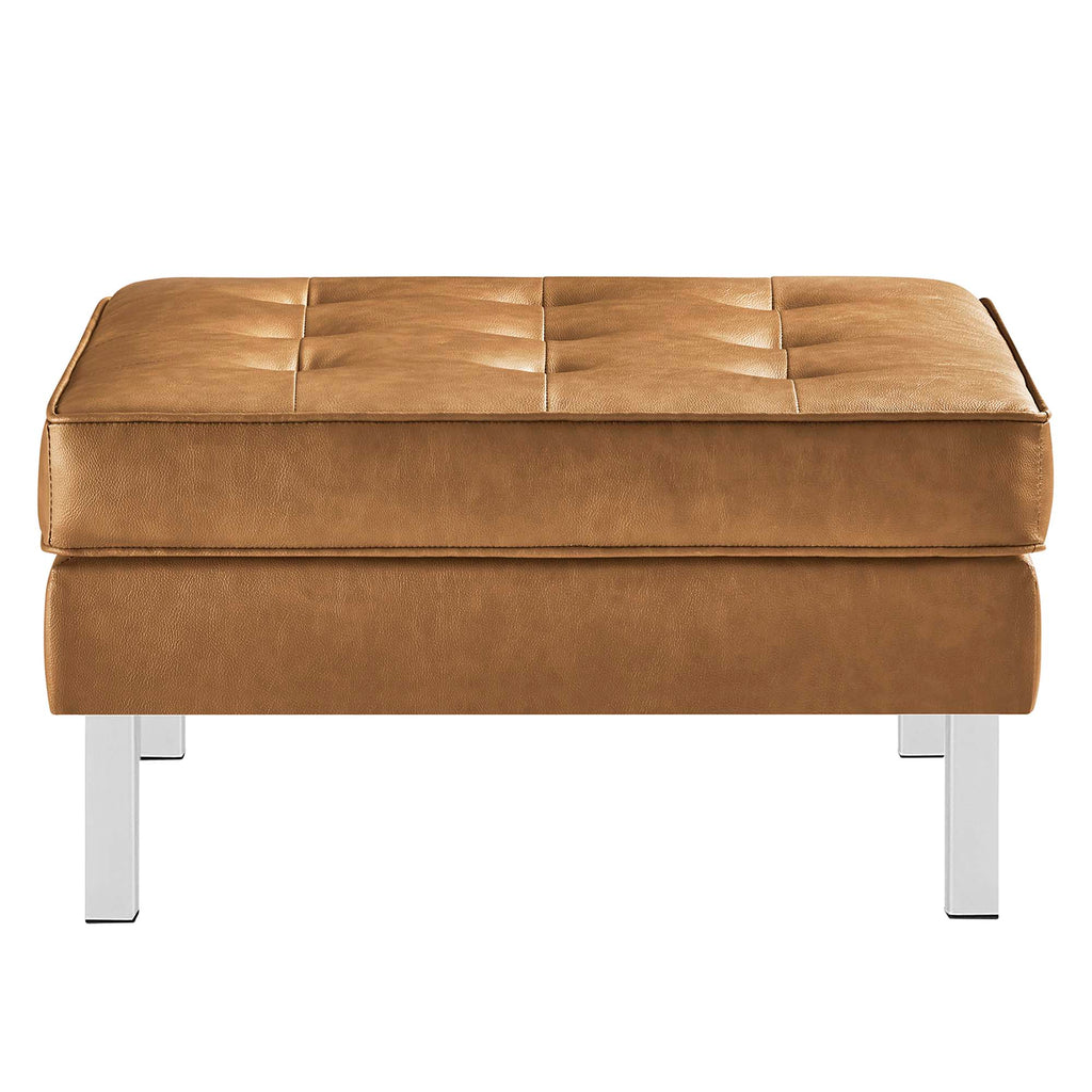 Loft Tufted Vegan Leather sofá and Ottoman Set