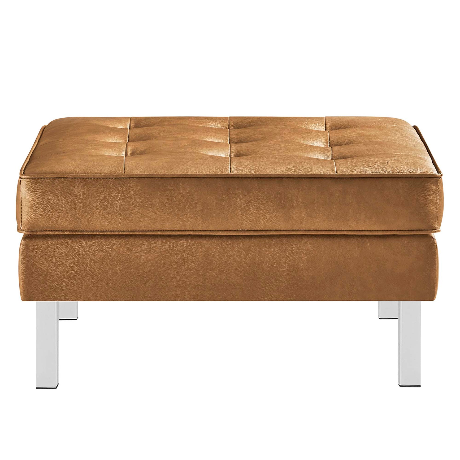 Loft Tufted Vegan Leather sofá and Ottoman Set