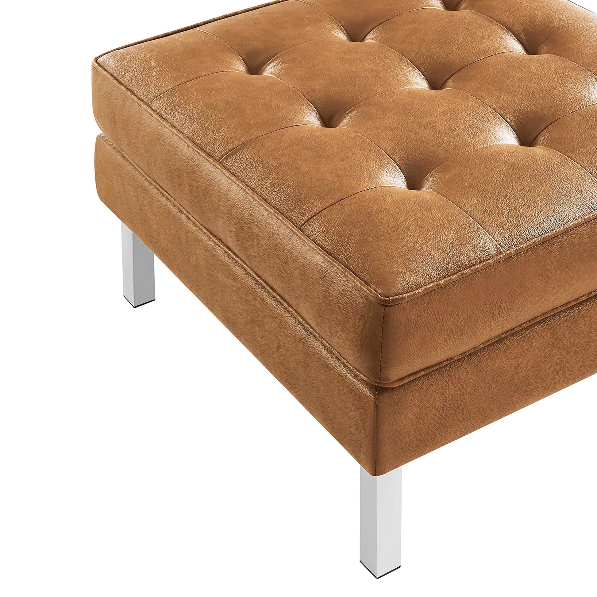 Loft Tufted Vegan Leather sofá and Ottoman Set