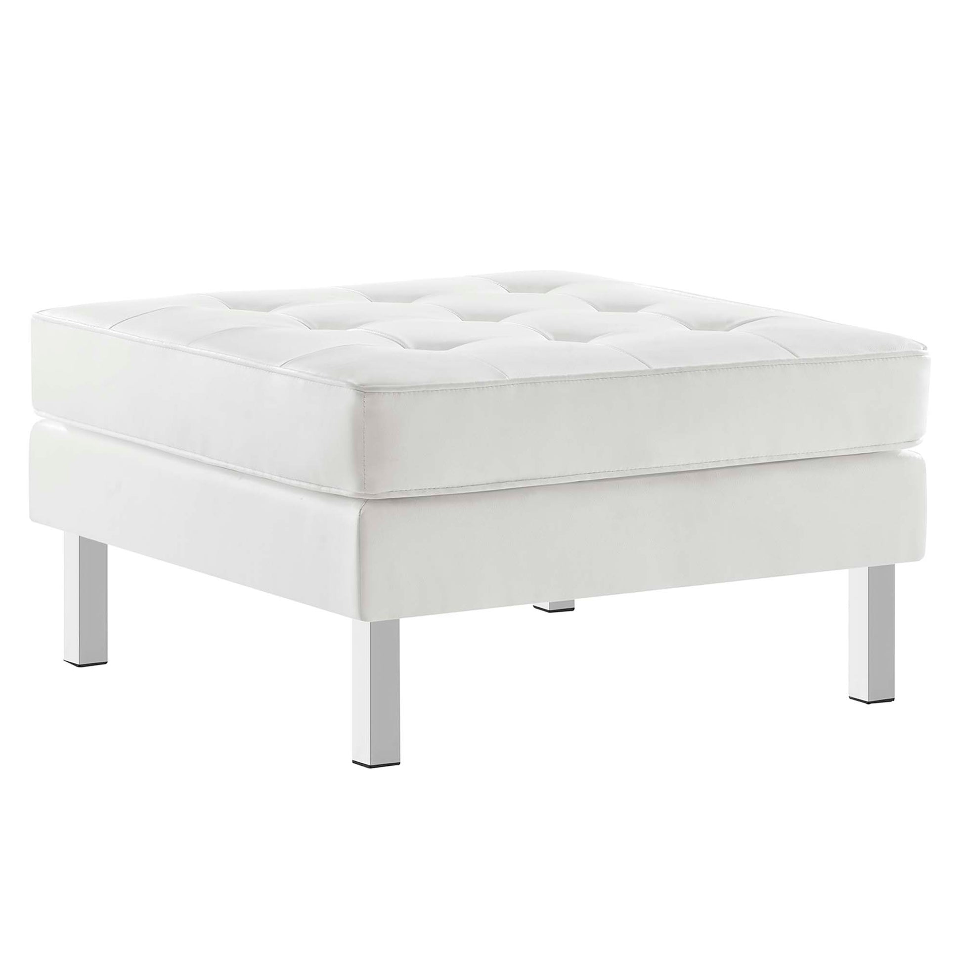 Loft Tufted Vegan Leather sofá and Ottoman Set