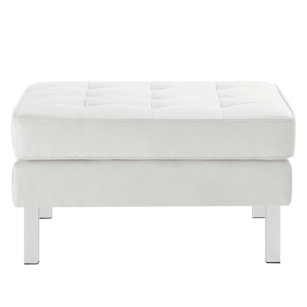 Loft Tufted Vegan Leather sofá and Ottoman Set