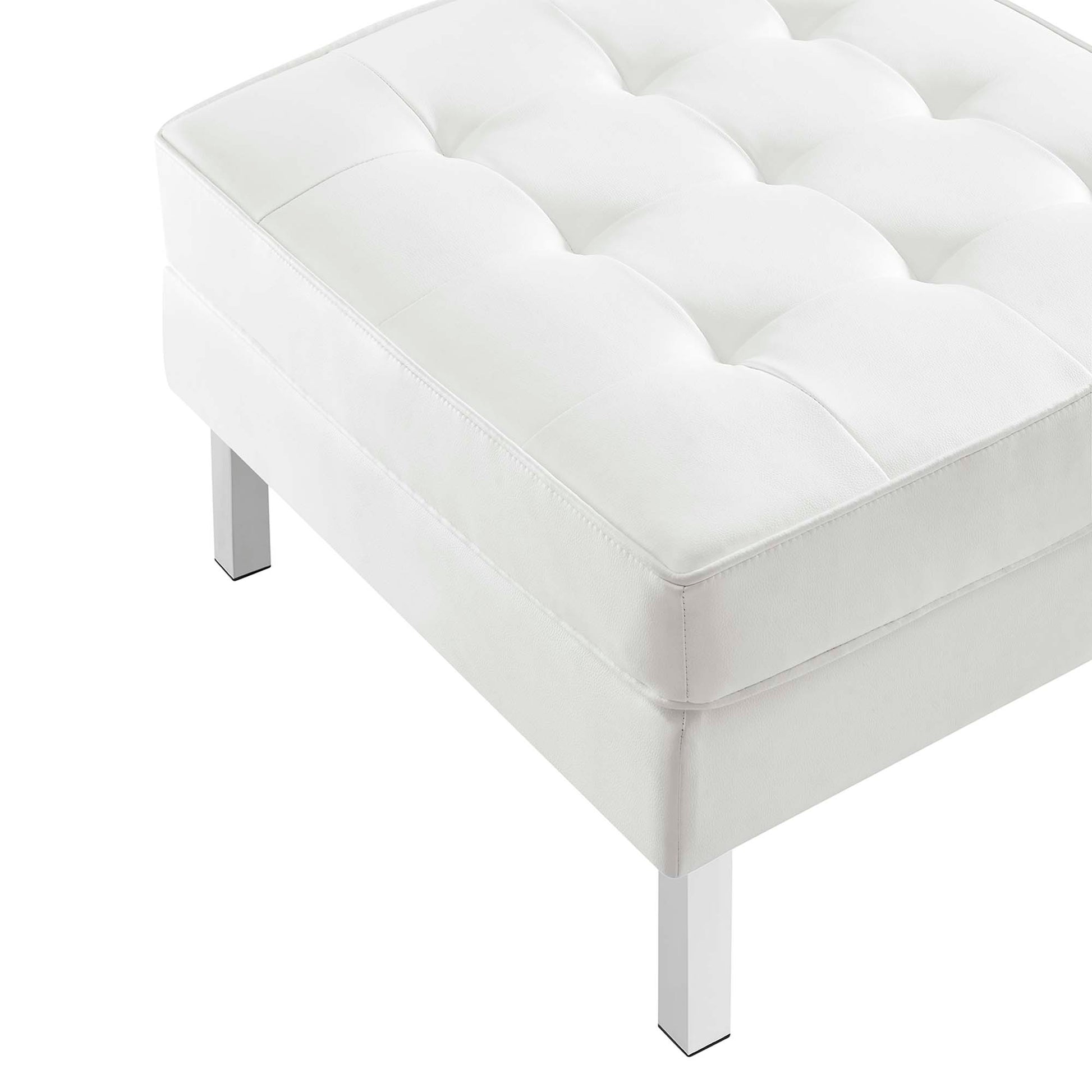 Loft Tufted Vegan Leather sofá and Ottoman Set