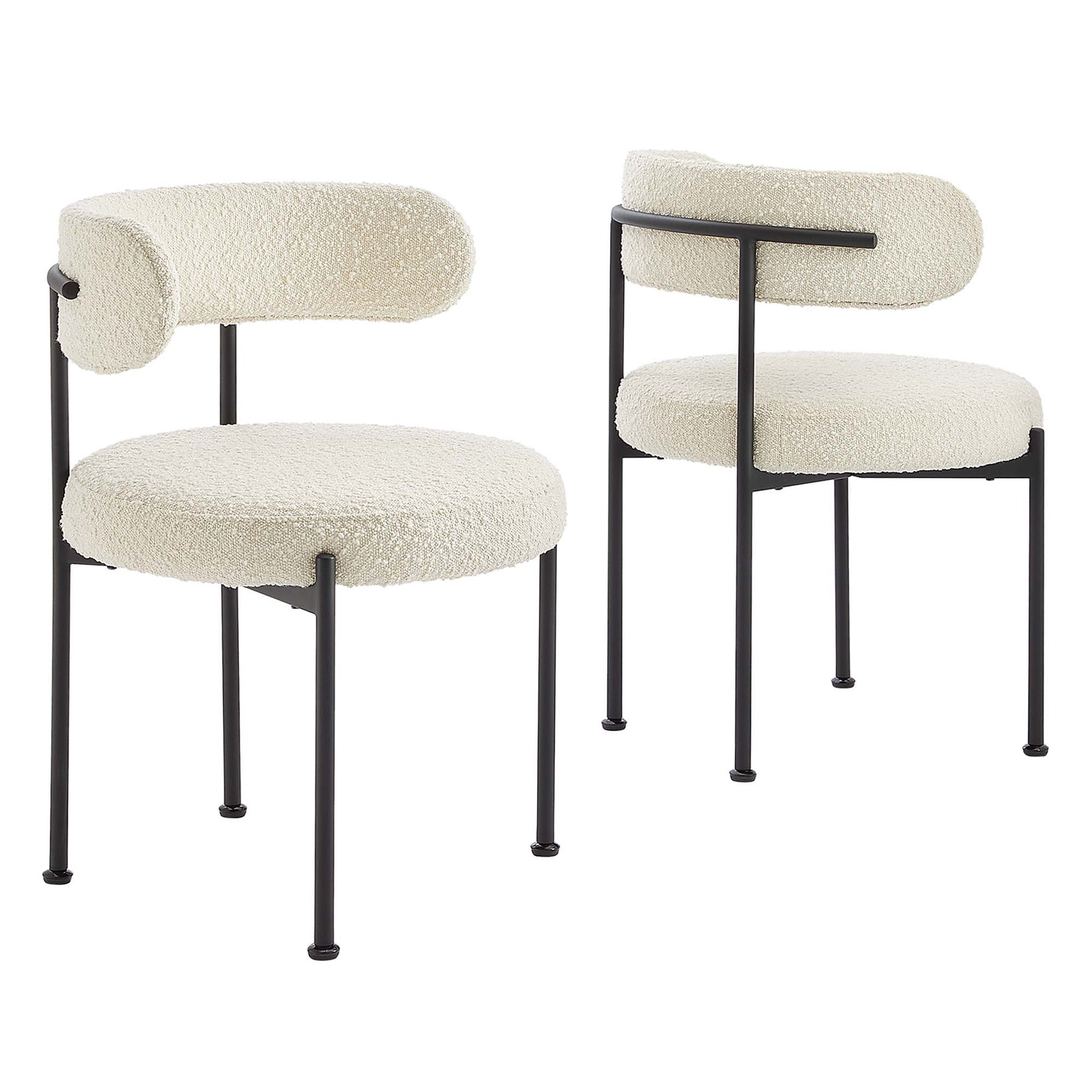 Albie Boucle Fabric comedor sillas Set of 2
