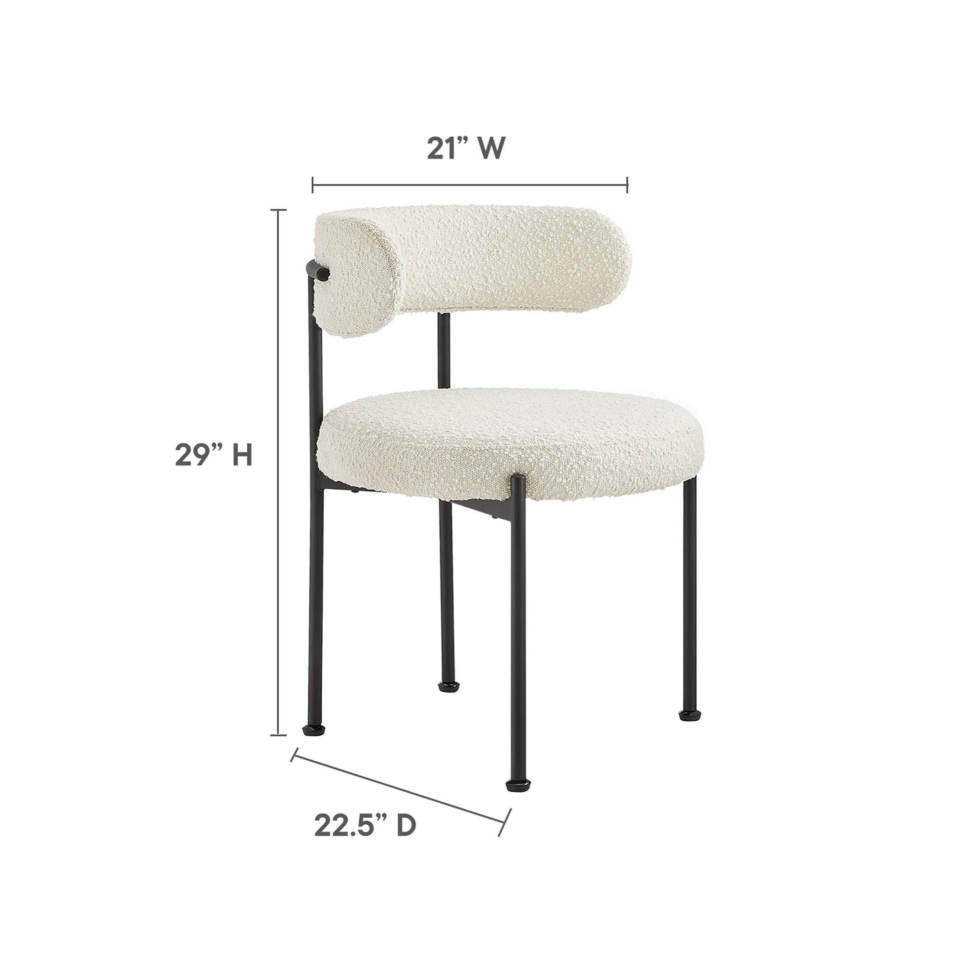 Albie Boucle Fabric comedor sillas Set of 2