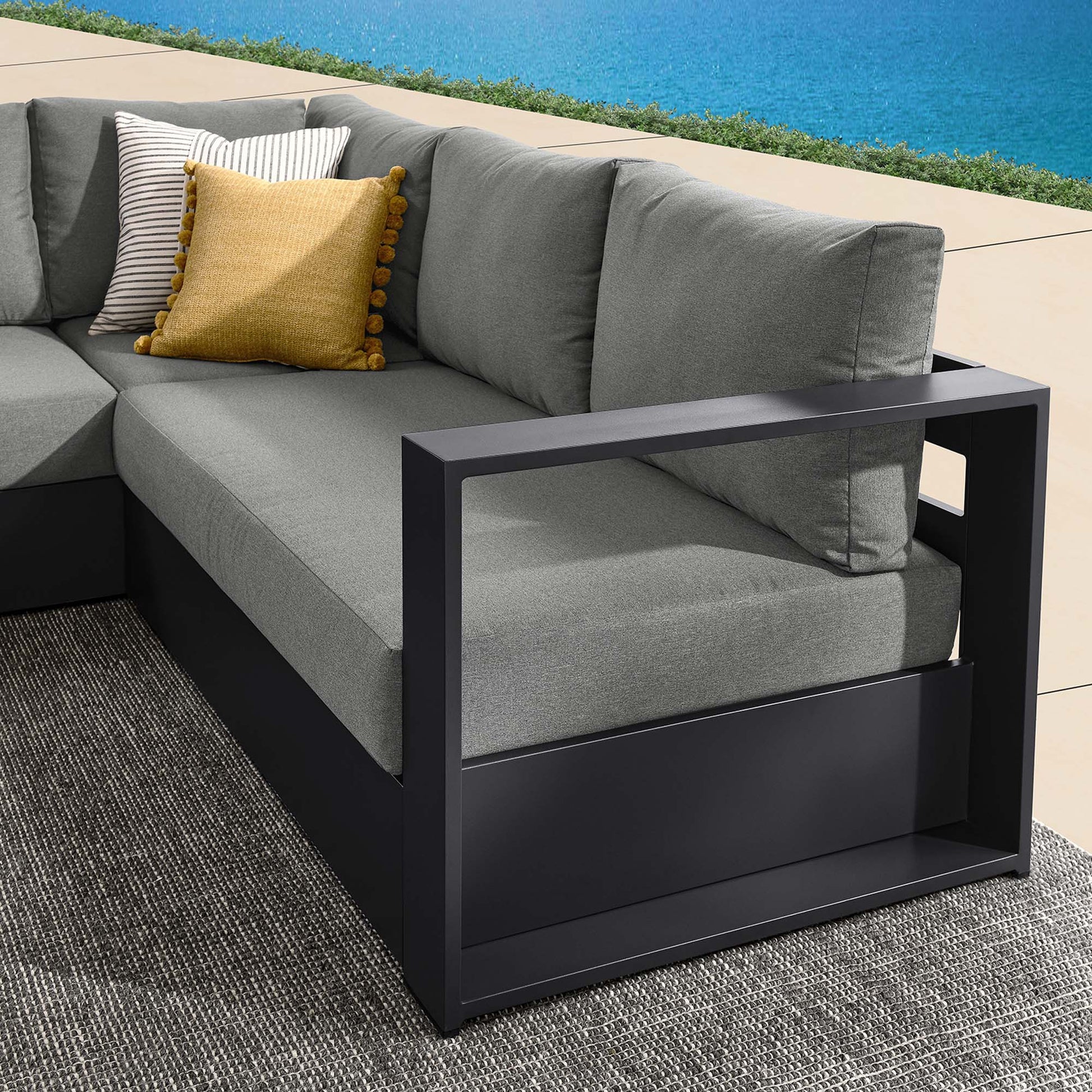 Tahoe 3-Piece Outdoor Patio Powder-Coated Aluminum Sectional sofá Set