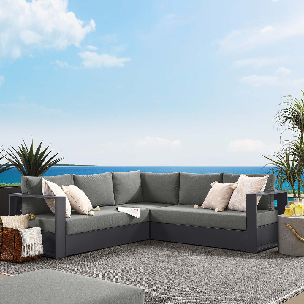 Tahoe 3-Piece Outdoor Patio Powder-Coated Aluminum Sectional sofá Set