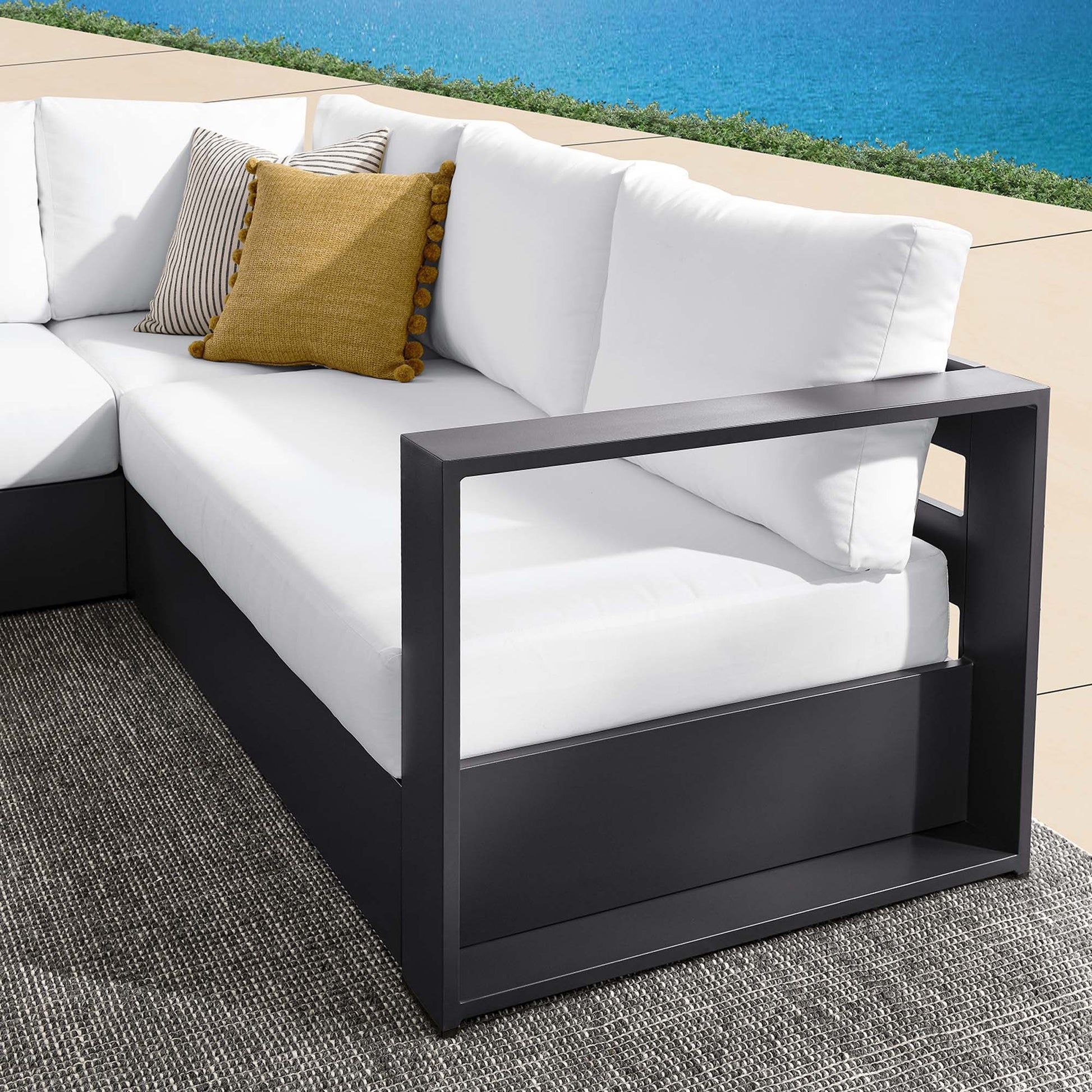 Tahoe 3-Piece Outdoor Patio Powder-Coated Aluminum Sectional sofá Set