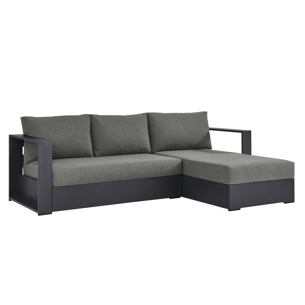 Tahoe 2-Piece Outdoor Patio Powder-Coated Aluminum Right-Facing Chaise Sectional sofá Set