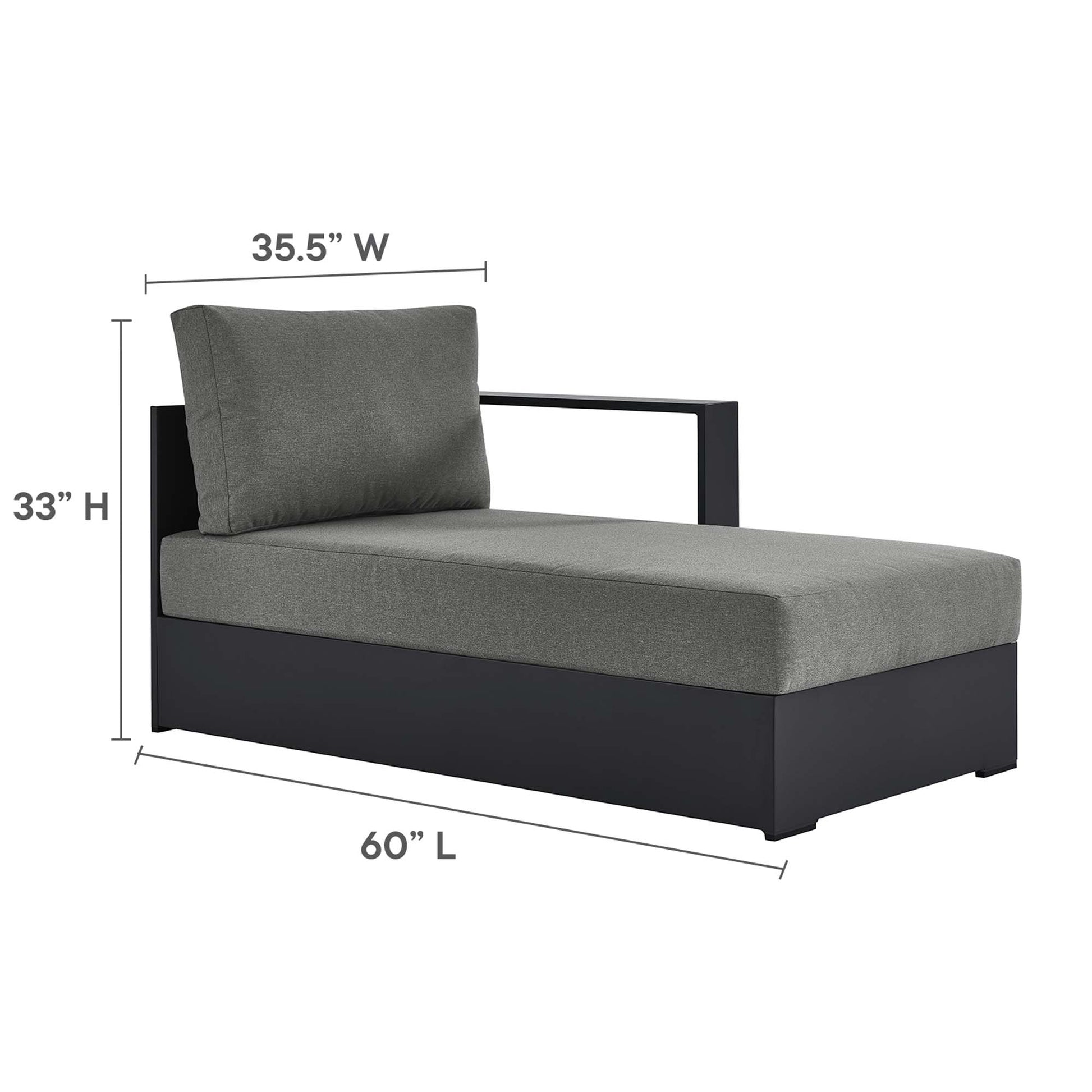 Tahoe 2-Piece Outdoor Patio Powder-Coated Aluminum Right-Facing Chaise Sectional sofá Set
