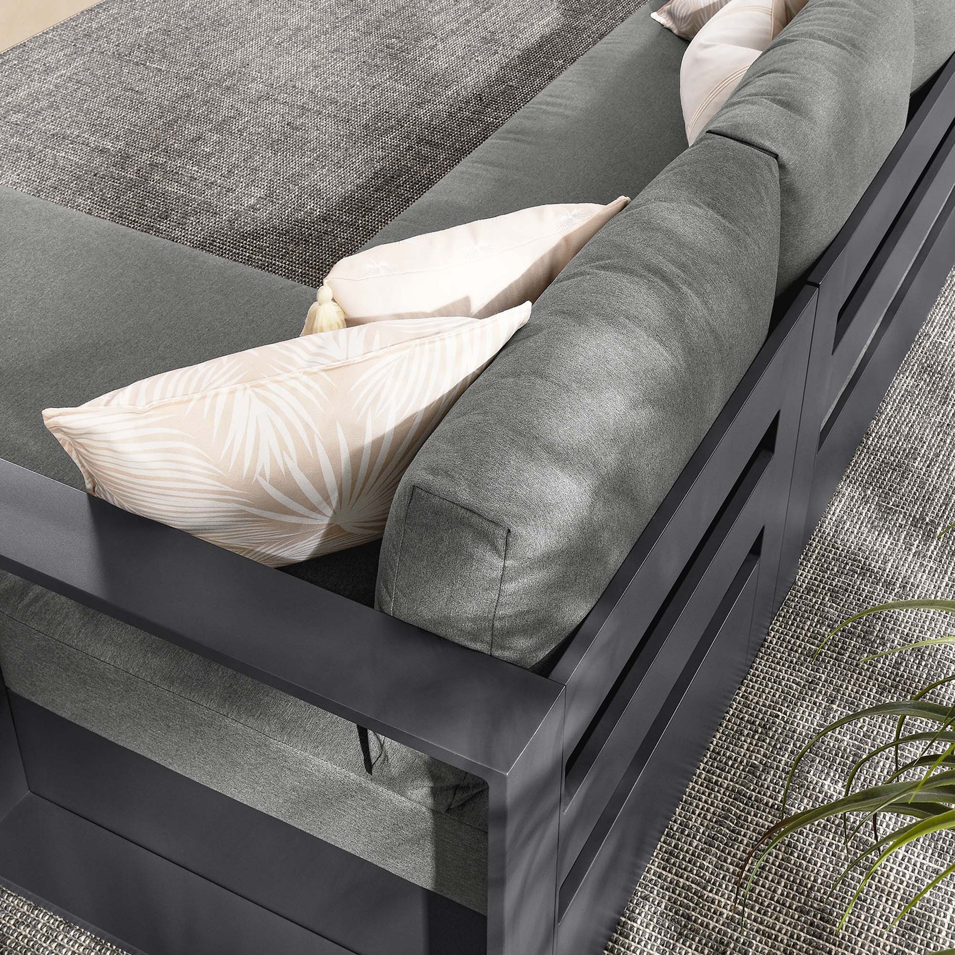 Tahoe 2-Piece Outdoor Patio Powder-Coated Aluminum Right-Facing Chaise Sectional sofá Set