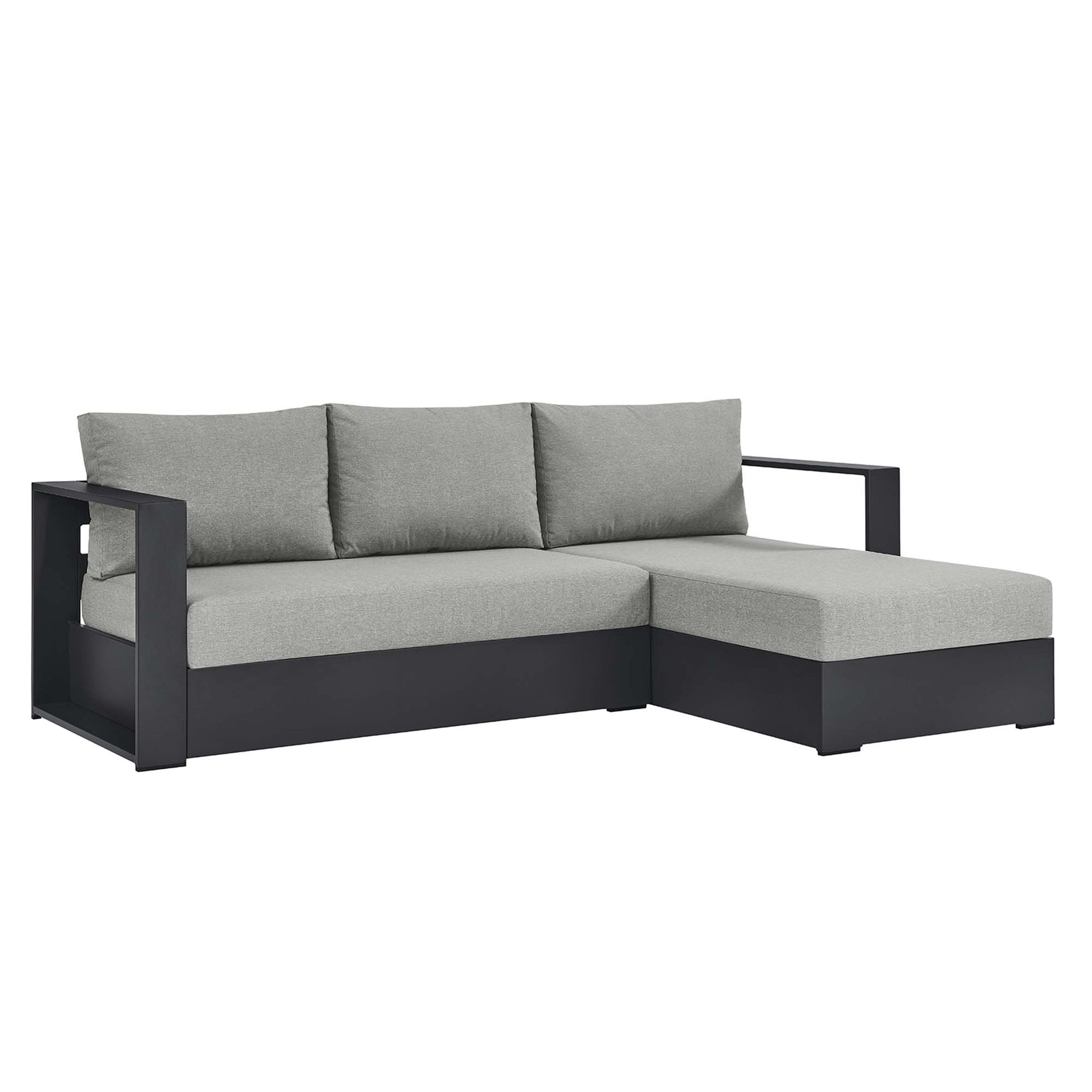 Tahoe 2-Piece Outdoor Patio Powder-Coated Aluminum Right-Facing Chaise Sectional sofá Set