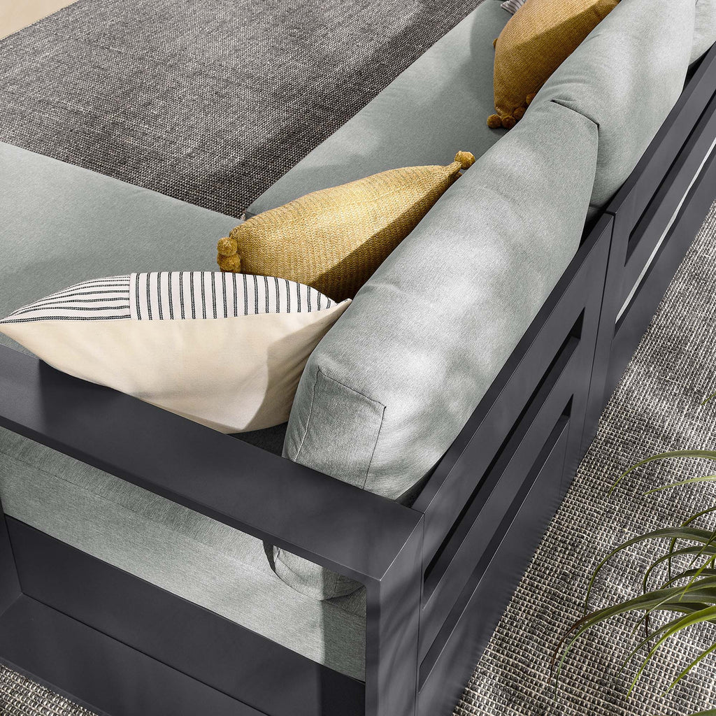 Tahoe 2-Piece Outdoor Patio Powder-Coated Aluminum Right-Facing Chaise Sectional sofá Set