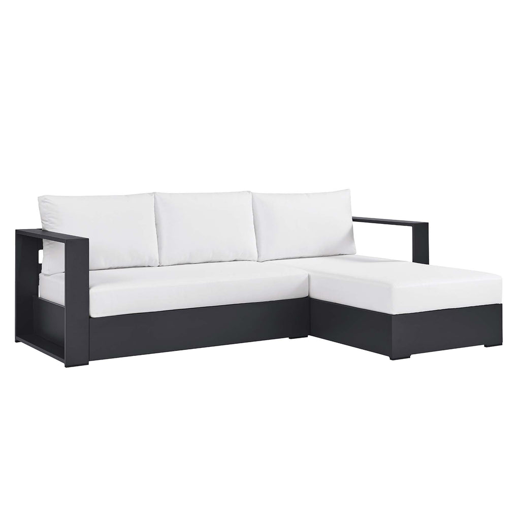 Tahoe 2-Piece Outdoor Patio Powder-Coated Aluminum Right-Facing Chaise Sectional sofá Set