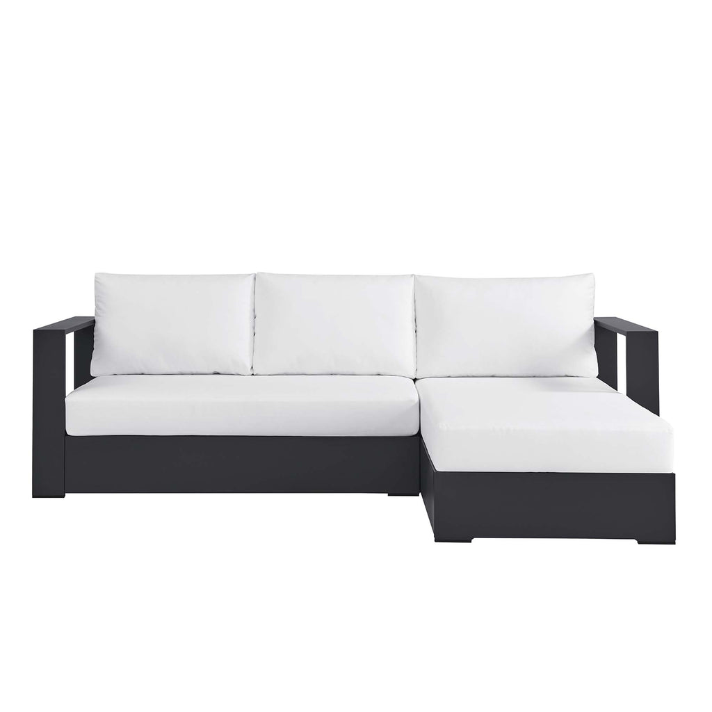 Tahoe 2-Piece Outdoor Patio Powder-Coated Aluminum Right-Facing Chaise Sectional sofá Set