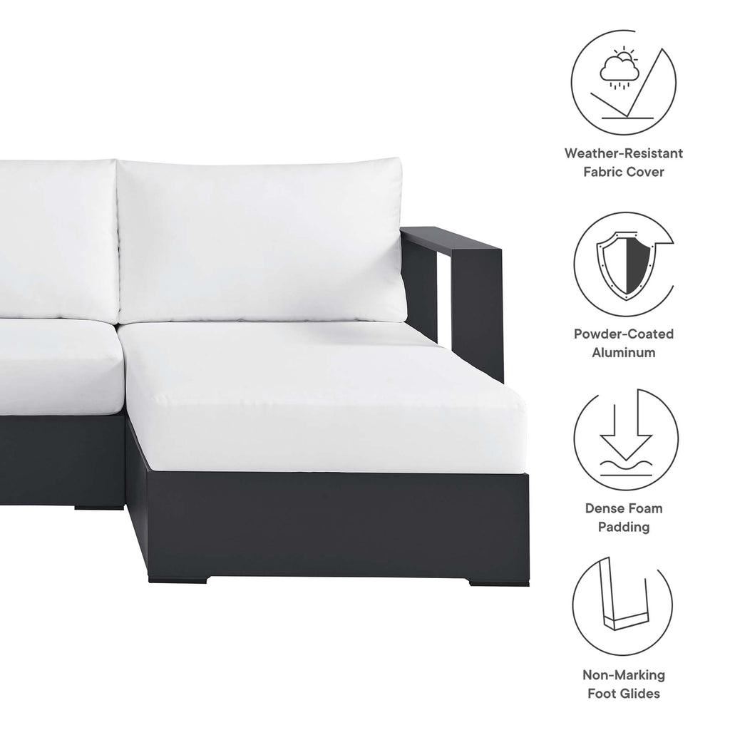 Tahoe 2-Piece Outdoor Patio Powder-Coated Aluminum Right-Facing Chaise Sectional sofá Set