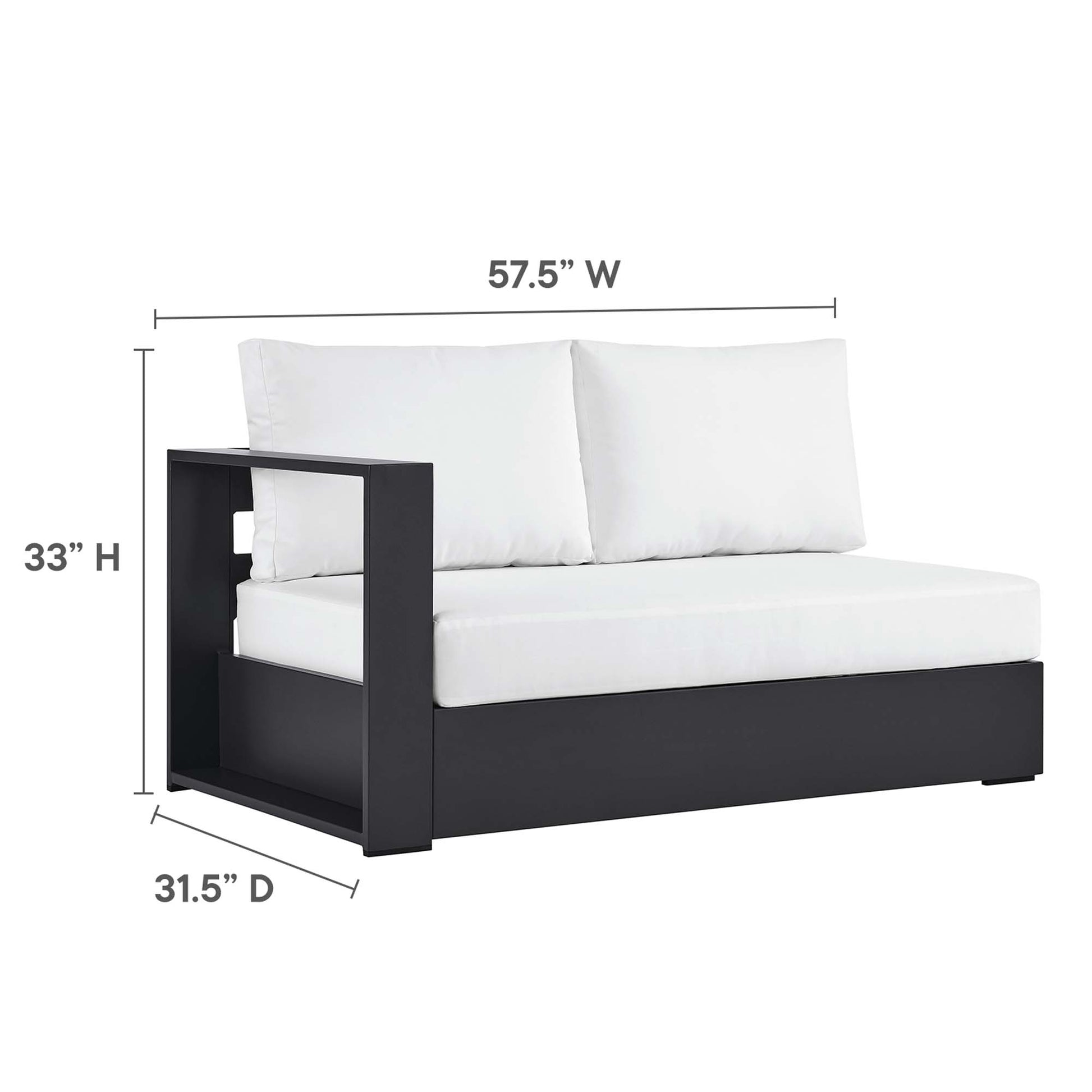 Tahoe 2-Piece Outdoor Patio Powder-Coated Aluminum Right-Facing Chaise Sectional sofá Set