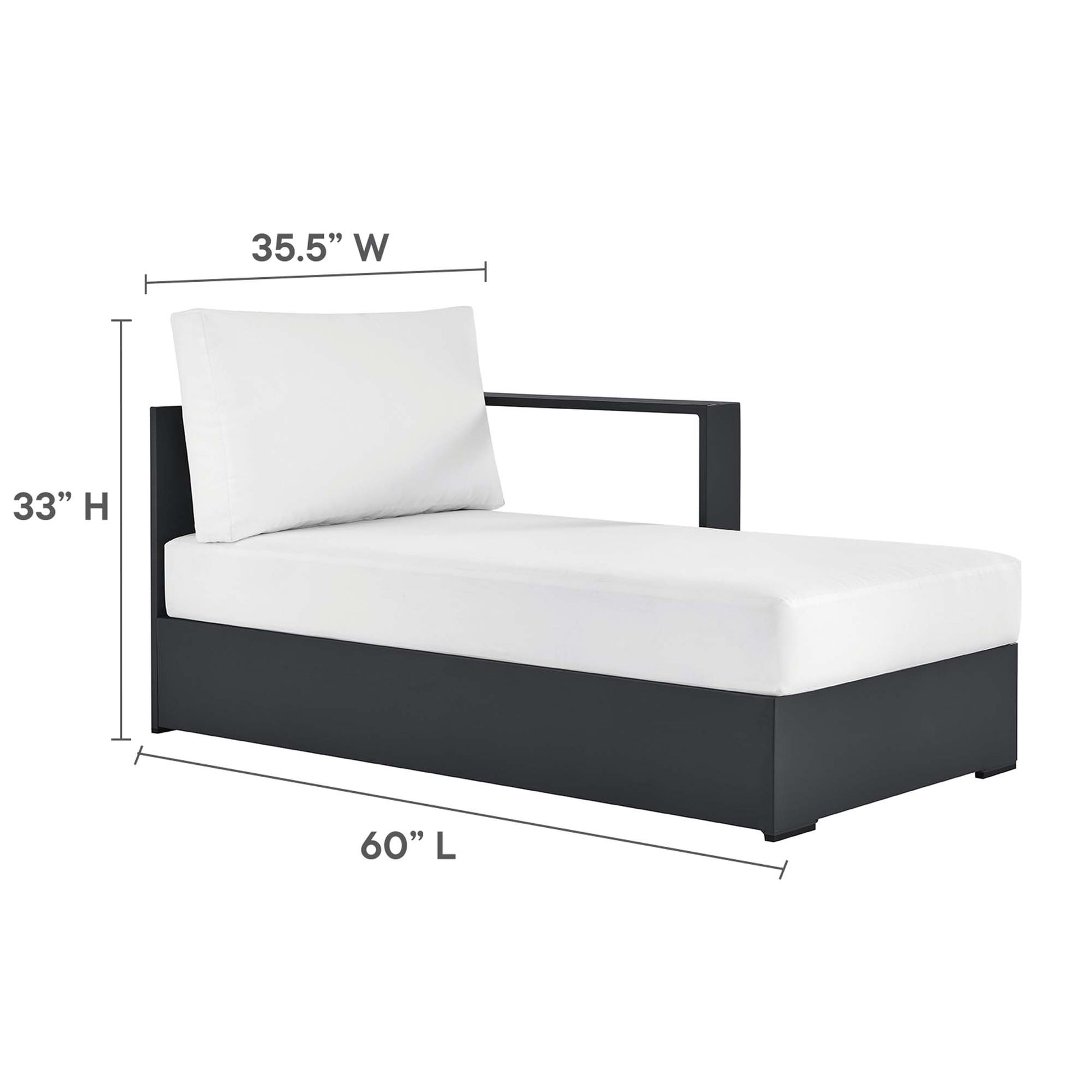 Tahoe 2-Piece Outdoor Patio Powder-Coated Aluminum Right-Facing Chaise Sectional sofá Set