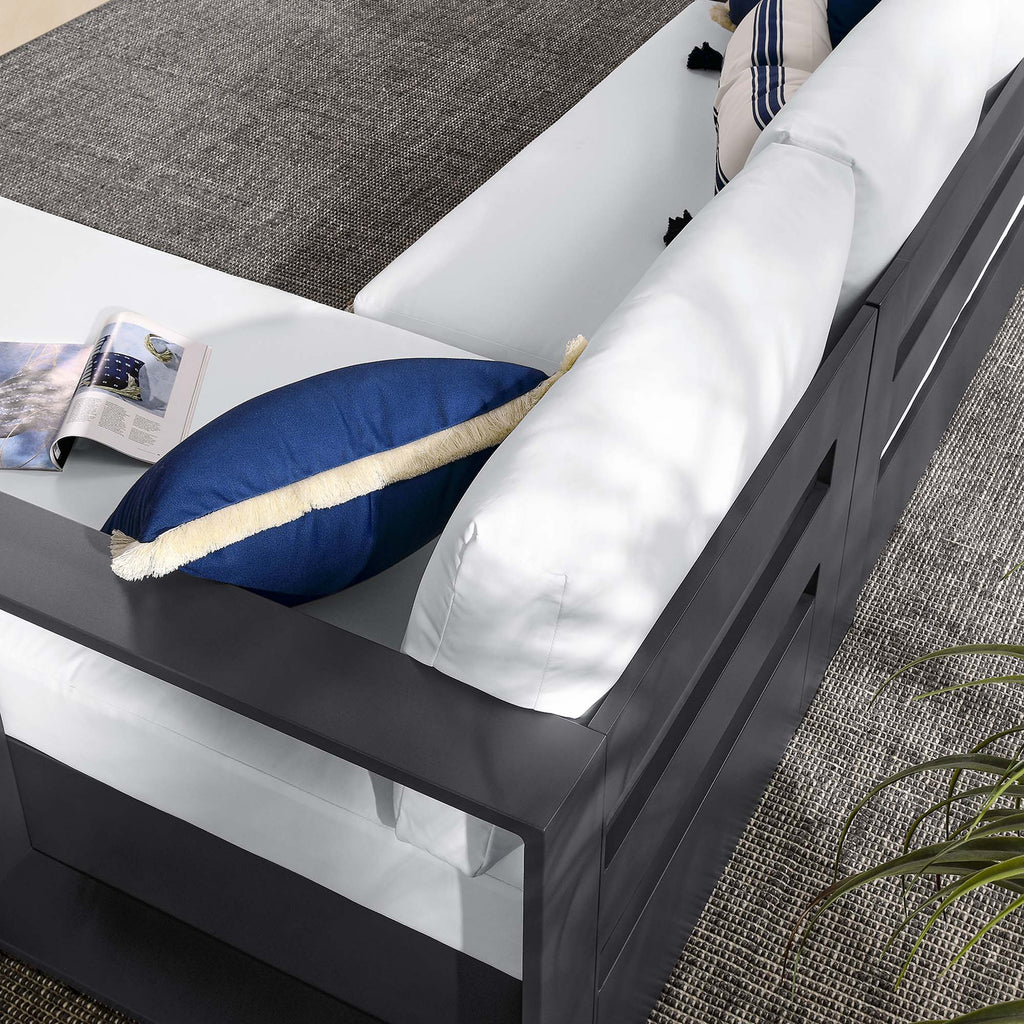 Tahoe 2-Piece Outdoor Patio Powder-Coated Aluminum Right-Facing Chaise Sectional sofá Set