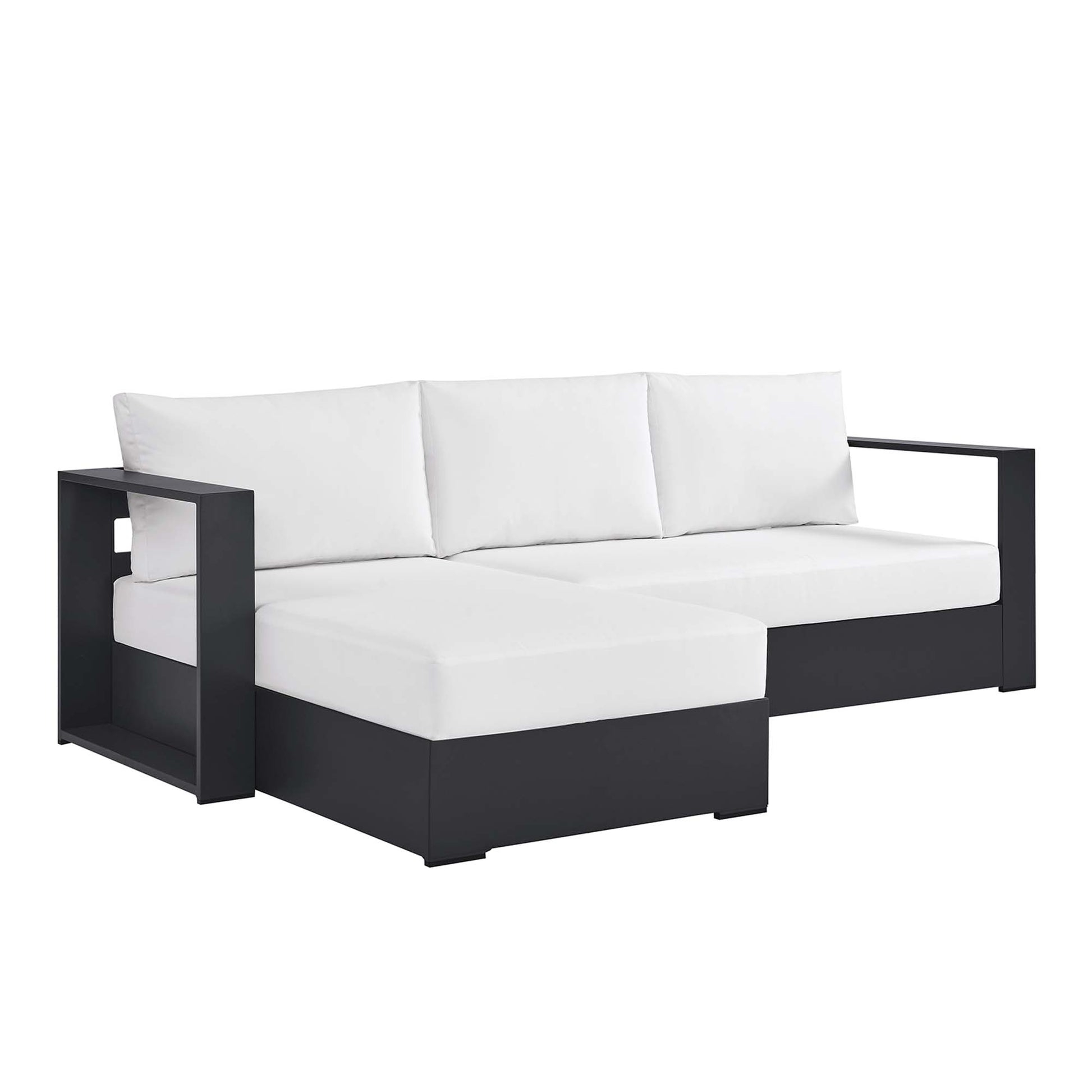 Tahoe 2-Piece Outdoor Patio Powder-Coated Aluminum Left-Facing Chaise Sectional sofá Set