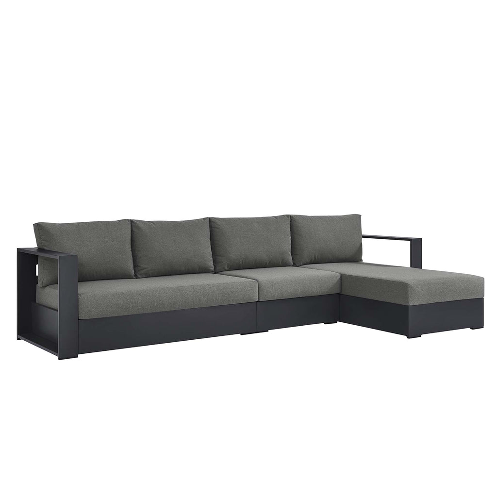 Tahoe 3-Piece Outdoor Patio Powder-Coated Aluminum Right-Facing Chaise Sectional sofá Set