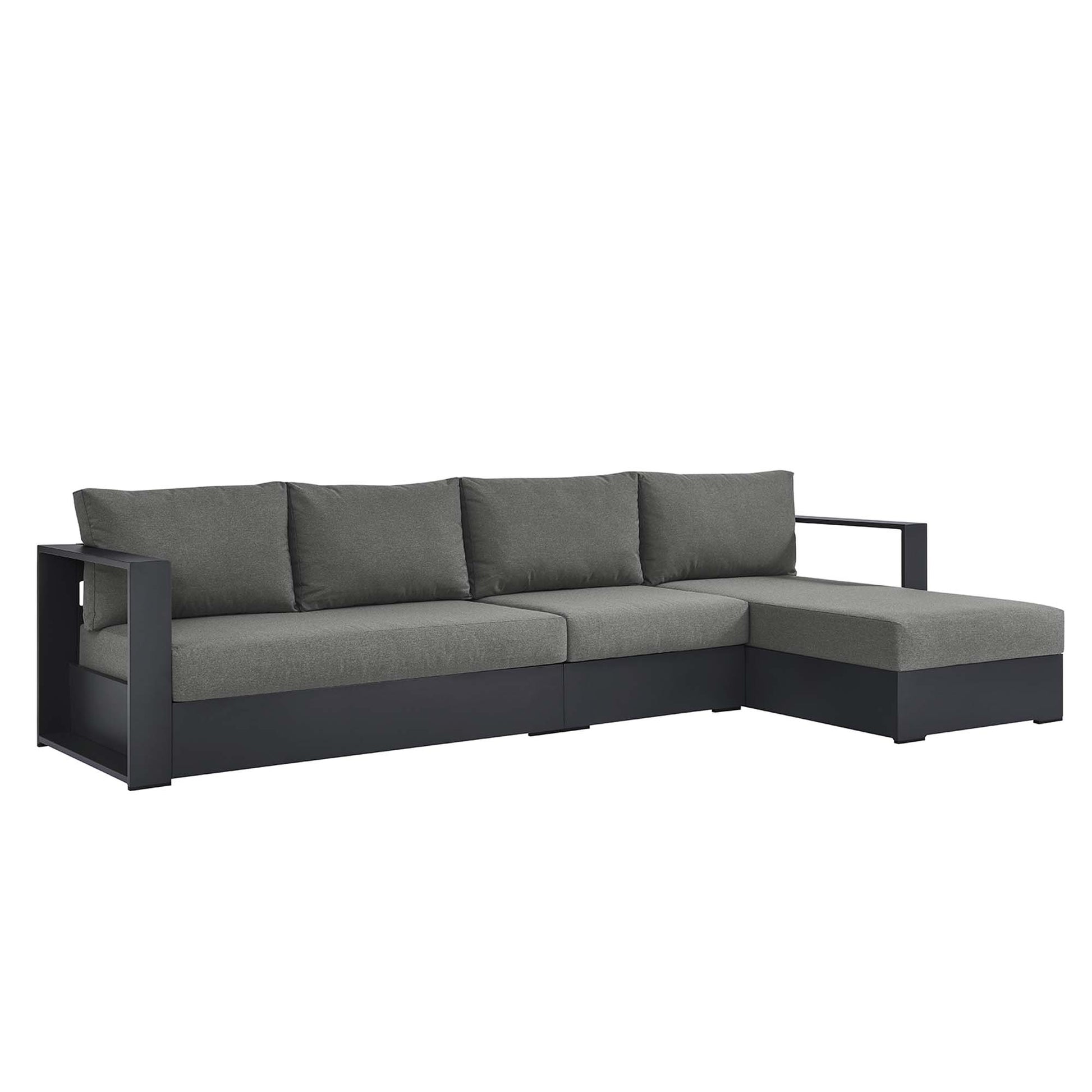Tahoe 3-Piece Outdoor Patio Powder-Coated Aluminum Right-Facing Chaise Sectional sofá Set
