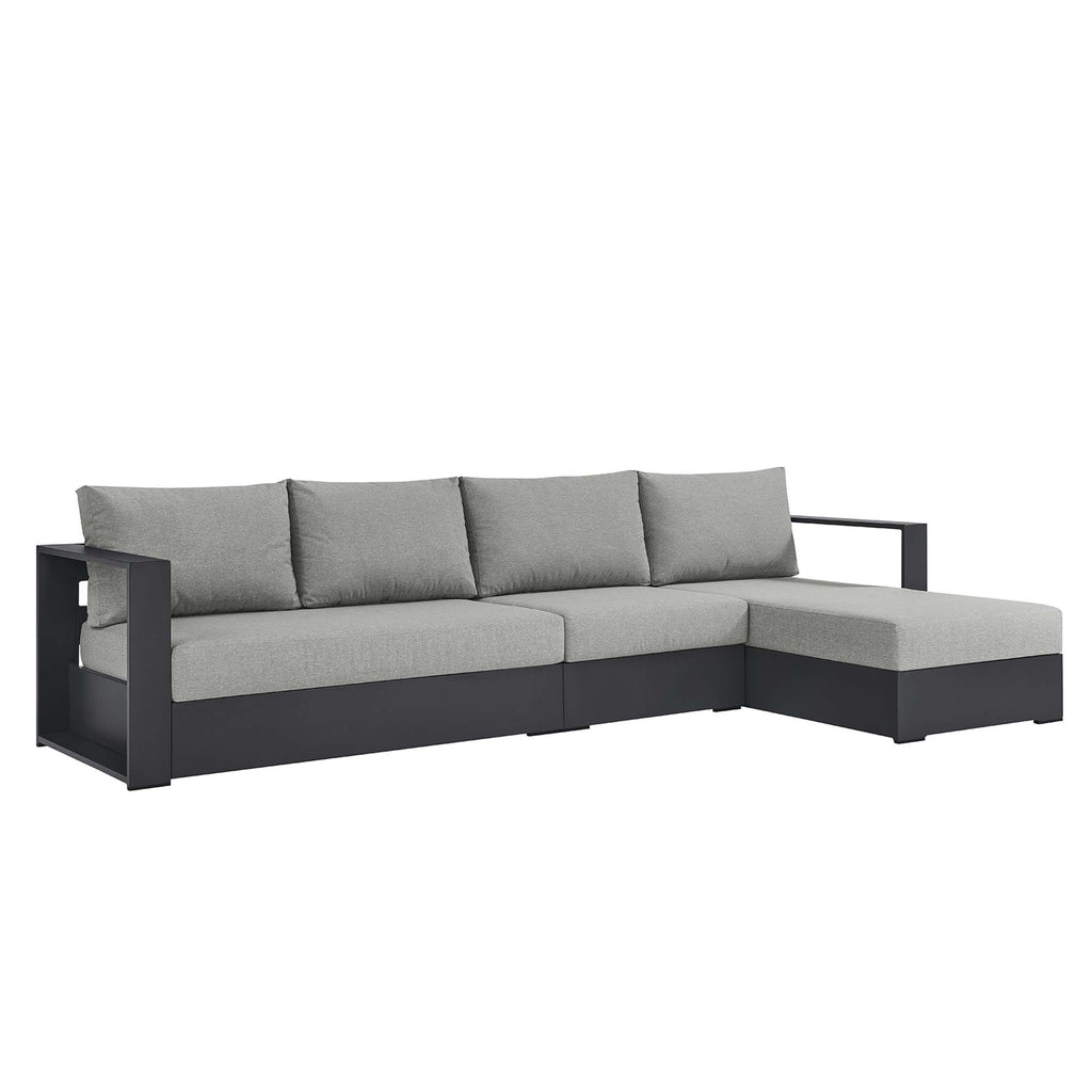 Tahoe 3-Piece Outdoor Patio Powder-Coated Aluminum Right-Facing Chaise Sectional sofá Set