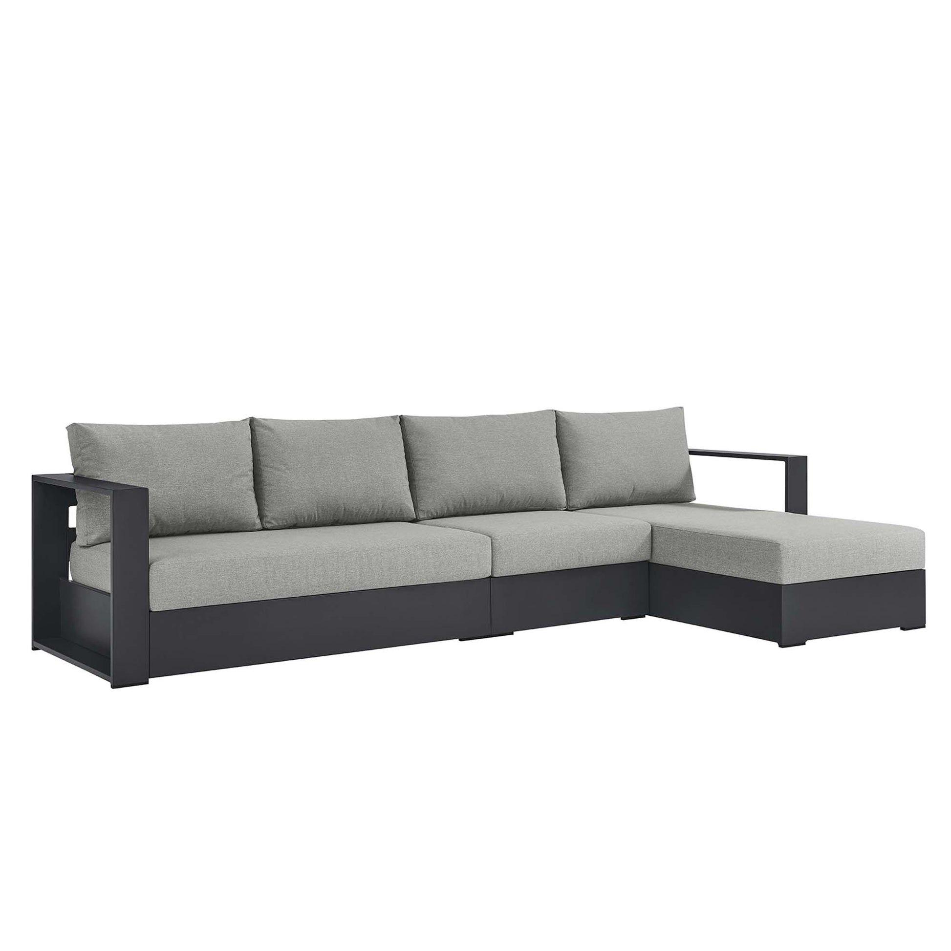 Tahoe 3-Piece Outdoor Patio Powder-Coated Aluminum Right-Facing Chaise Sectional sofá Set