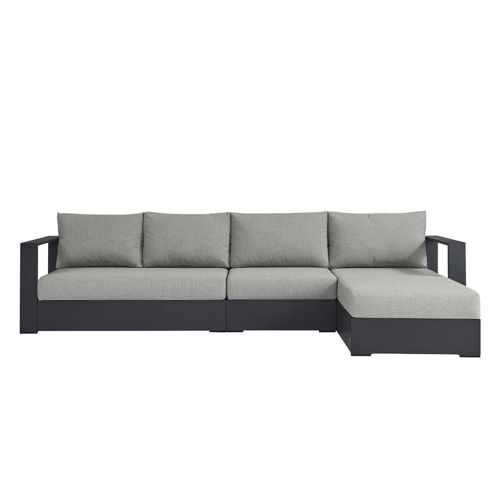 Tahoe 3-Piece Outdoor Patio Powder-Coated Aluminum Right-Facing Chaise Sectional sofá Set