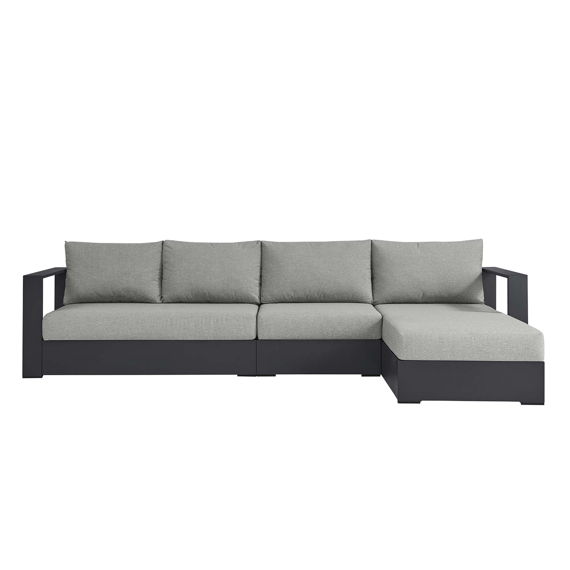 Tahoe 3-Piece Outdoor Patio Powder-Coated Aluminum Right-Facing Chaise Sectional sofá Set
