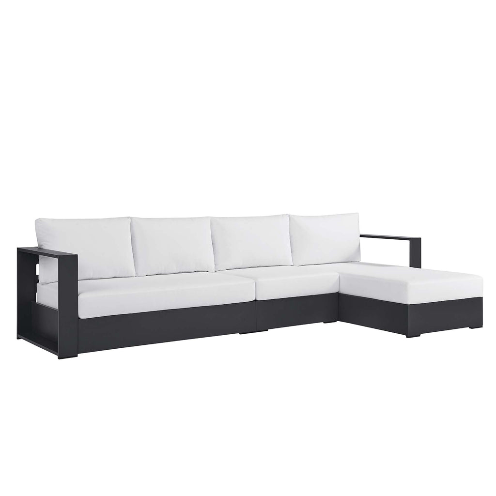 Tahoe 3-Piece Outdoor Patio Powder-Coated Aluminum Right-Facing Chaise Sectional sofá Set