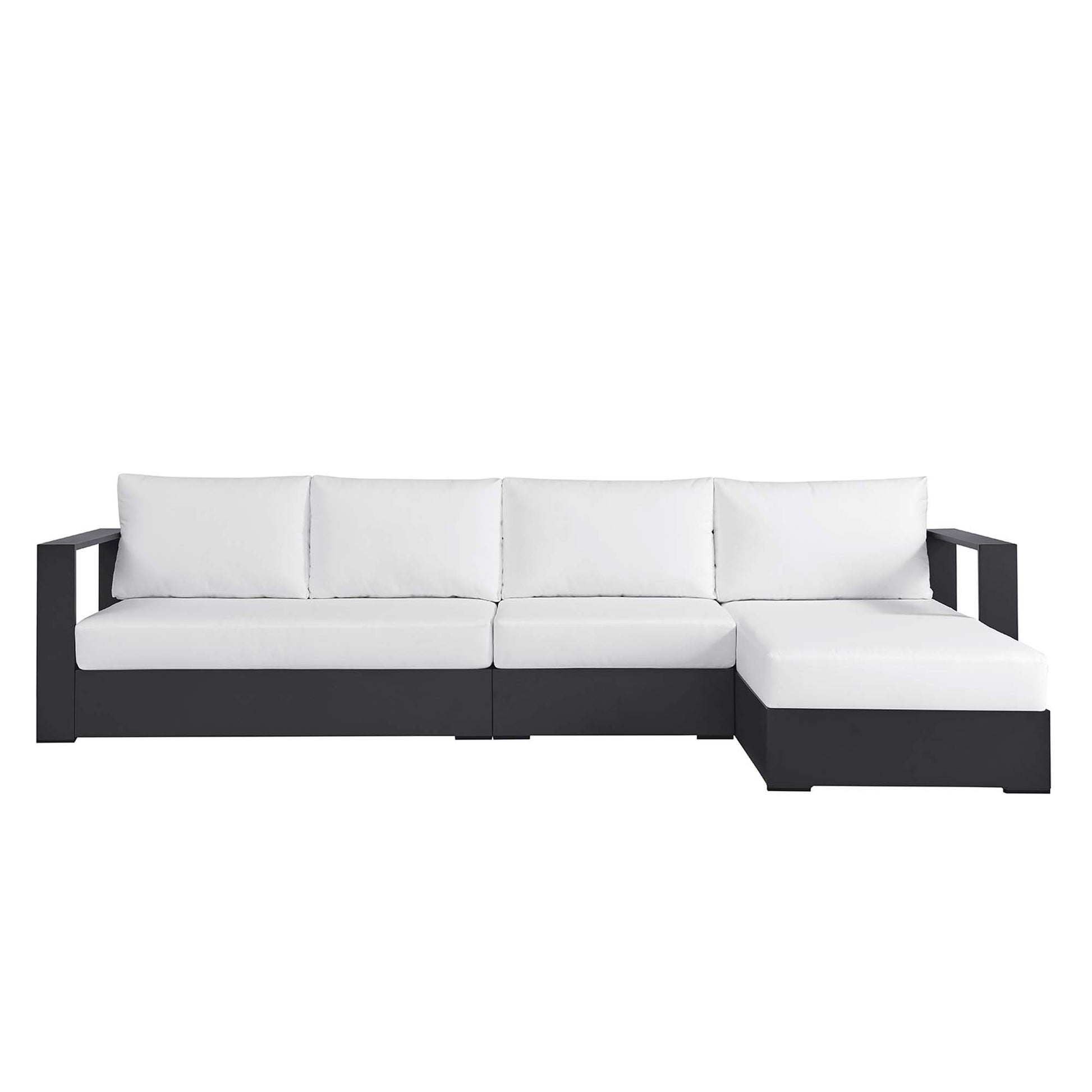 Tahoe 3-Piece Outdoor Patio Powder-Coated Aluminum Right-Facing Chaise Sectional sofá Set
