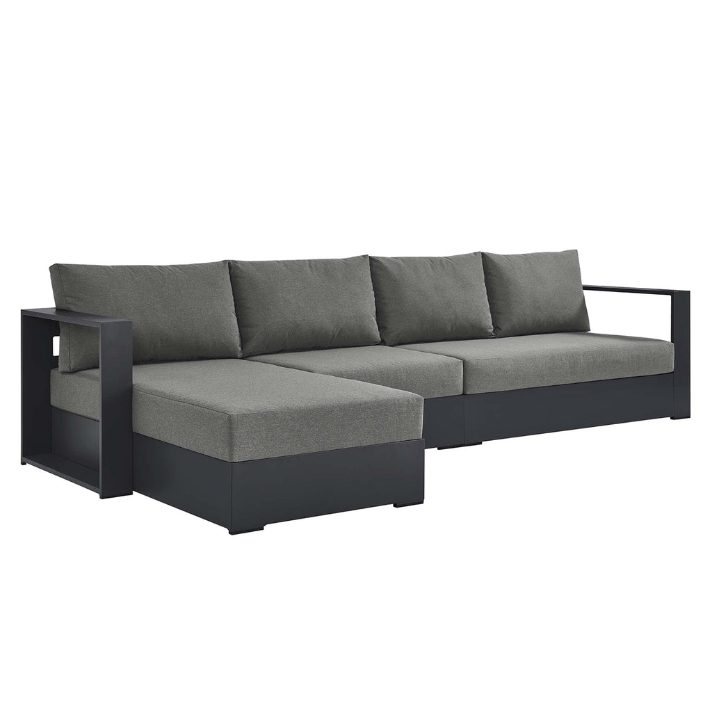 Tahoe 3-Piece Outdoor Patio Powder-Coated Aluminum Left-Facing Chaise Sectional sofá Set