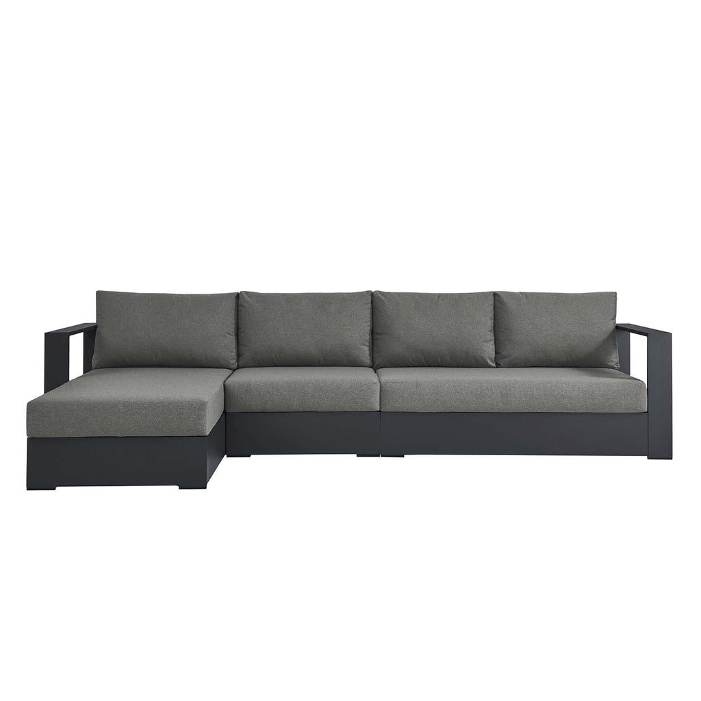 Tahoe 3-Piece Outdoor Patio Powder-Coated Aluminum Left-Facing Chaise Sectional sofá Set