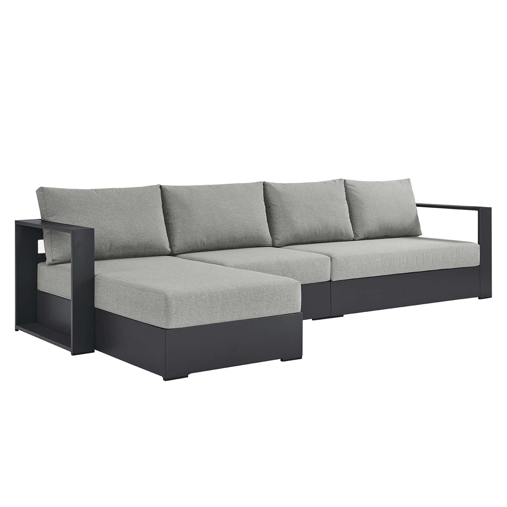 Tahoe 3-Piece Outdoor Patio Powder-Coated Aluminum Left-Facing Chaise Sectional sofá Set