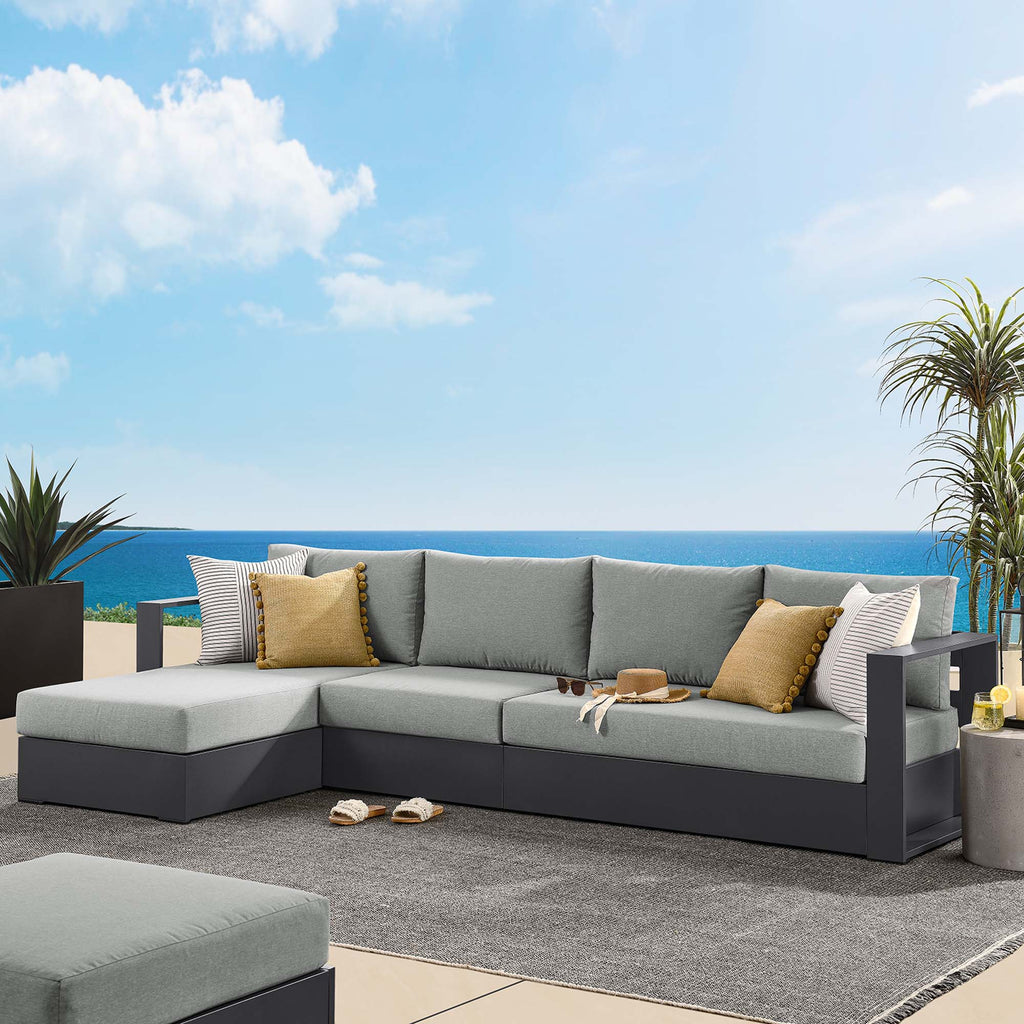 Tahoe 3-Piece Outdoor Patio Powder-Coated Aluminum Left-Facing Chaise Sectional sofá Set