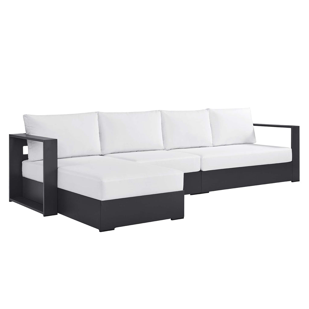 Tahoe 3-Piece Outdoor Patio Powder-Coated Aluminum Left-Facing Chaise Sectional sofá Set