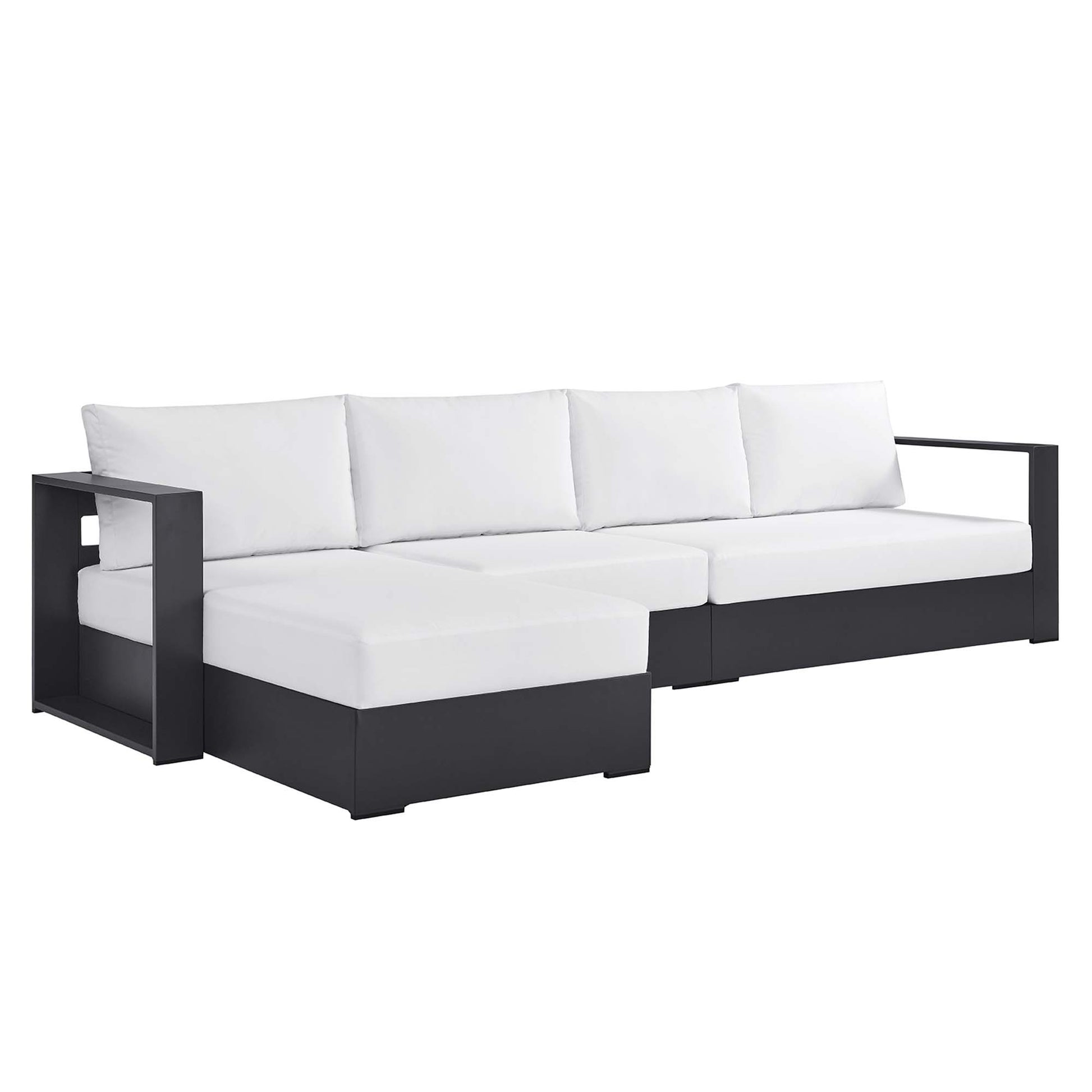 Tahoe 3-Piece Outdoor Patio Powder-Coated Aluminum Left-Facing Chaise Sectional sofá Set