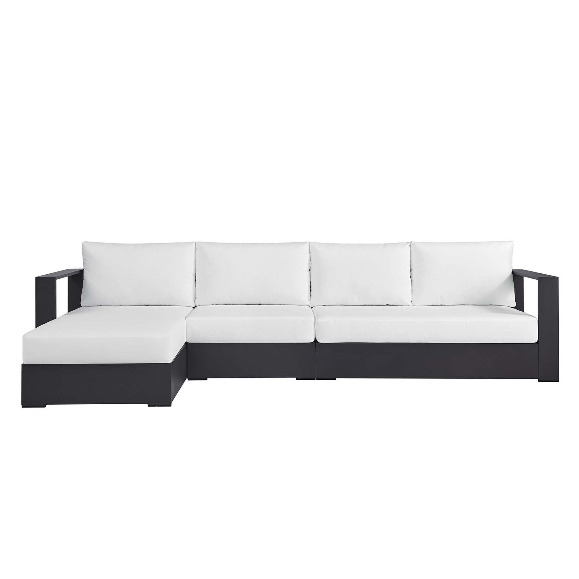 Tahoe 3-Piece Outdoor Patio Powder-Coated Aluminum Left-Facing Chaise Sectional sofá Set