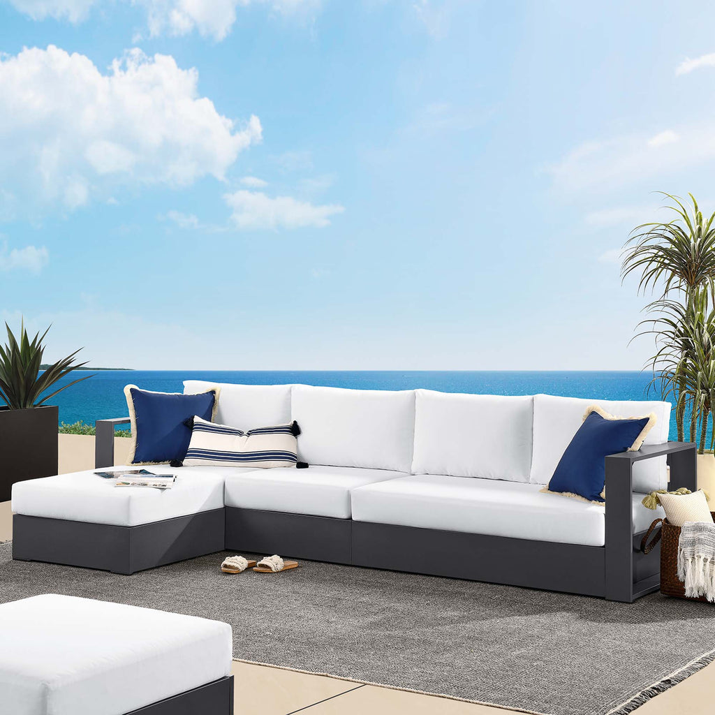 Tahoe 3-Piece Outdoor Patio Powder-Coated Aluminum Left-Facing Chaise Sectional sofá Set