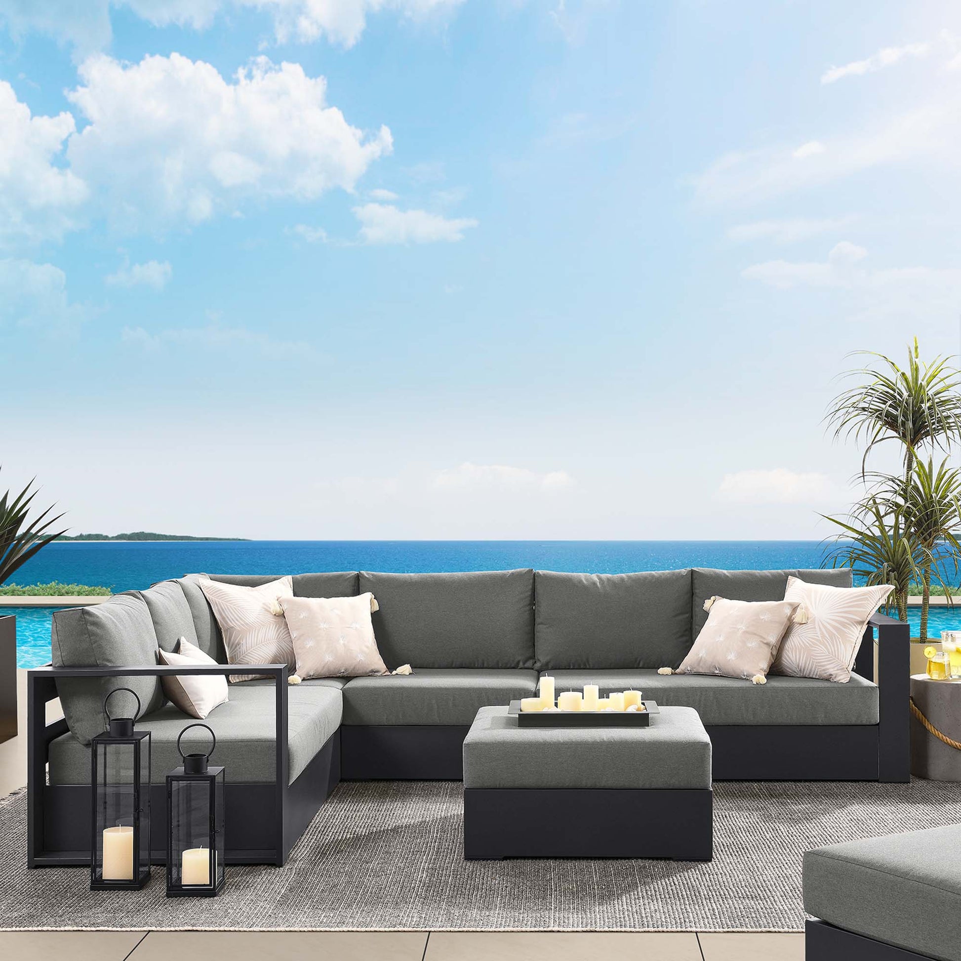 Tahoe 5-Piece Outdoor Patio Powder-Coated Aluminum Sectional sofá Set