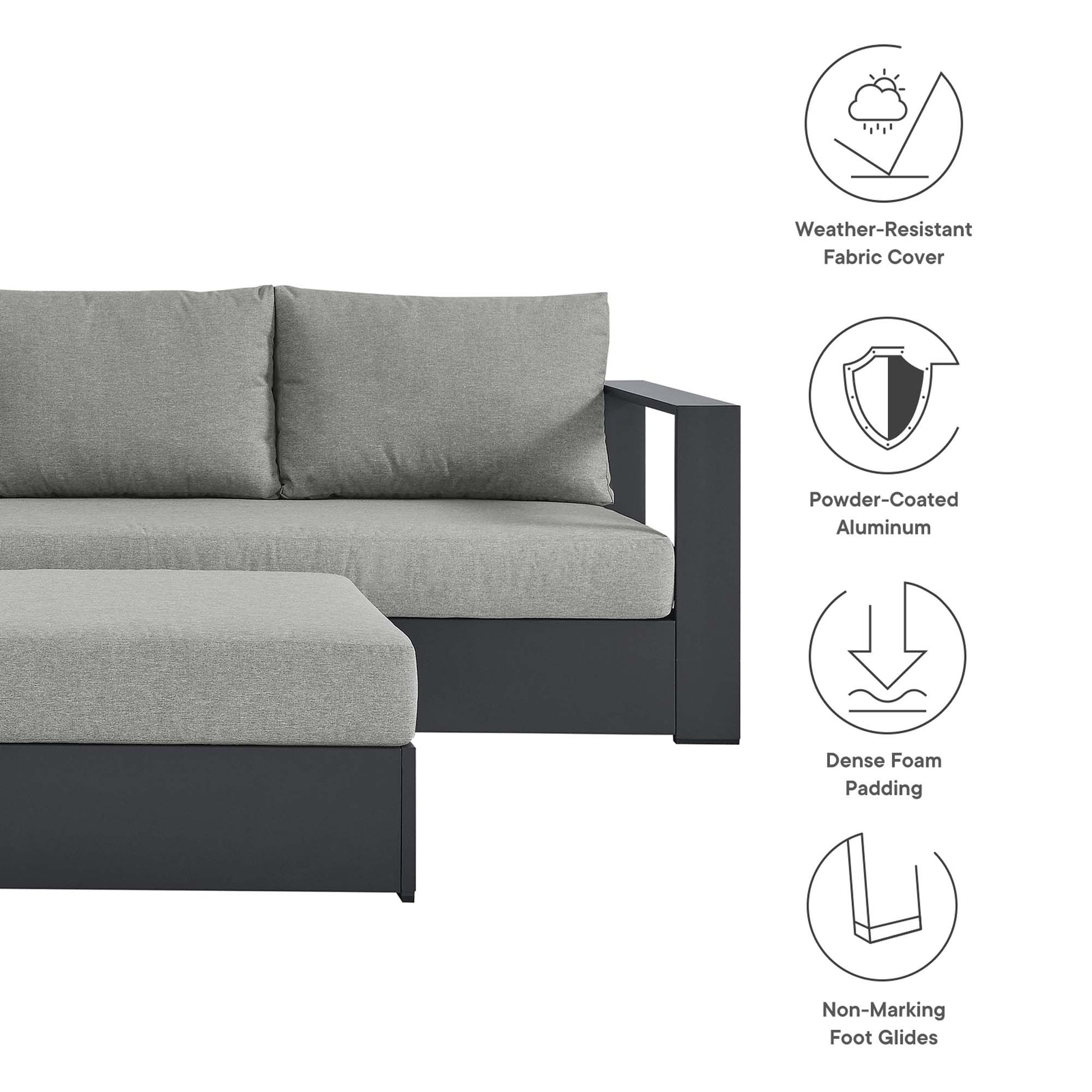 Tahoe 5-Piece Outdoor Patio Powder-Coated Aluminum Sectional sofá Set