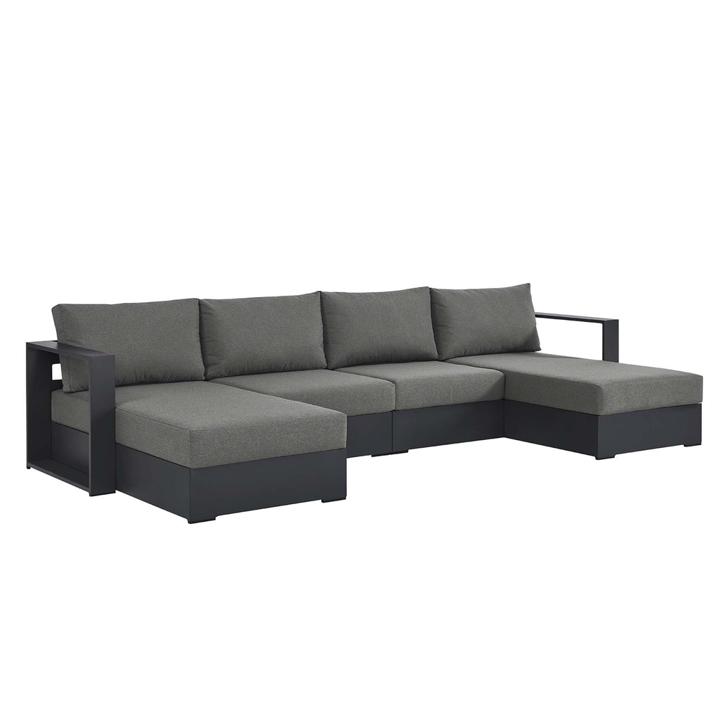 Tahoe 4-Piece Outdoor Patio Powder-Coated Aluminum Sectional sofá Set