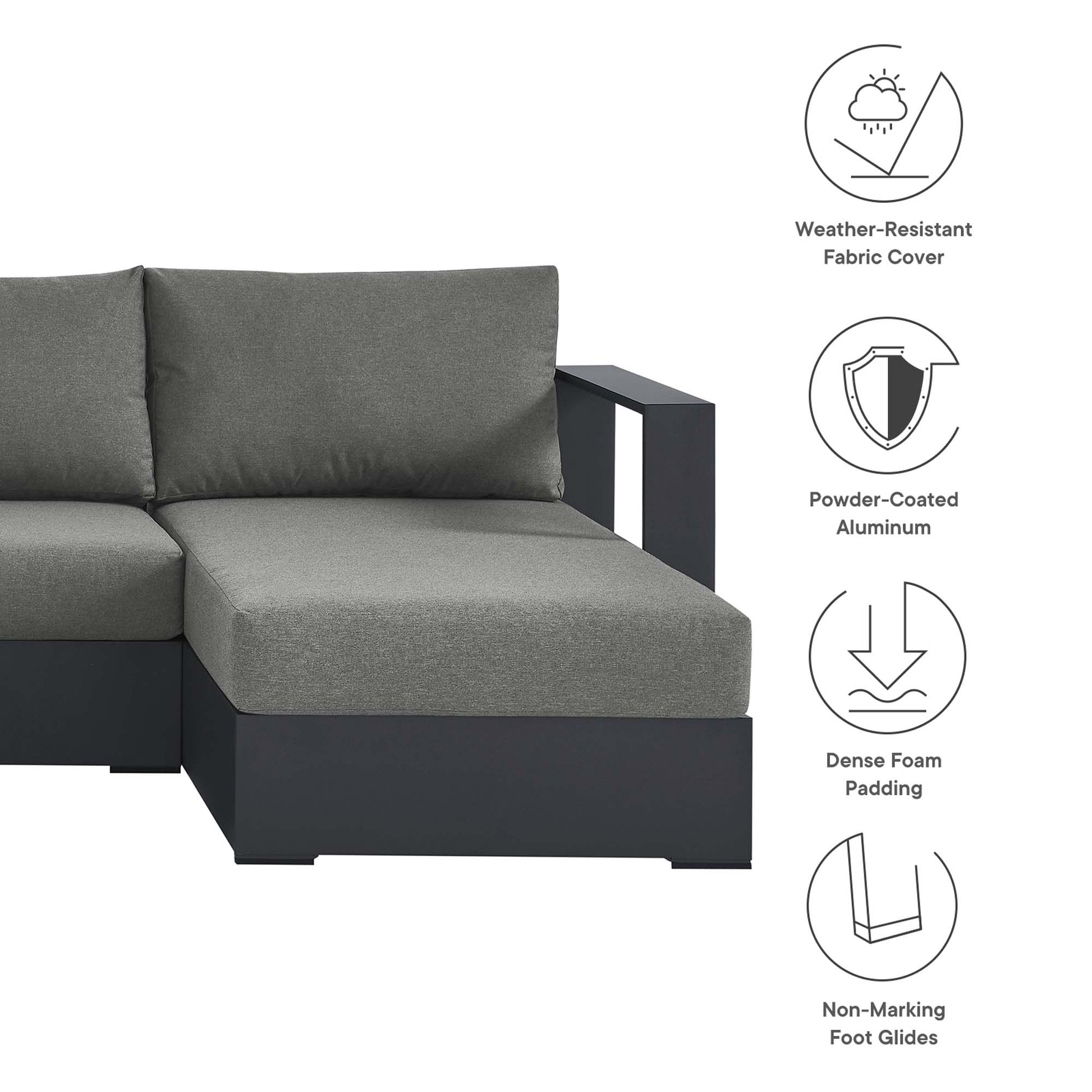 Tahoe 4-Piece Outdoor Patio Powder-Coated Aluminum Sectional sofá Set