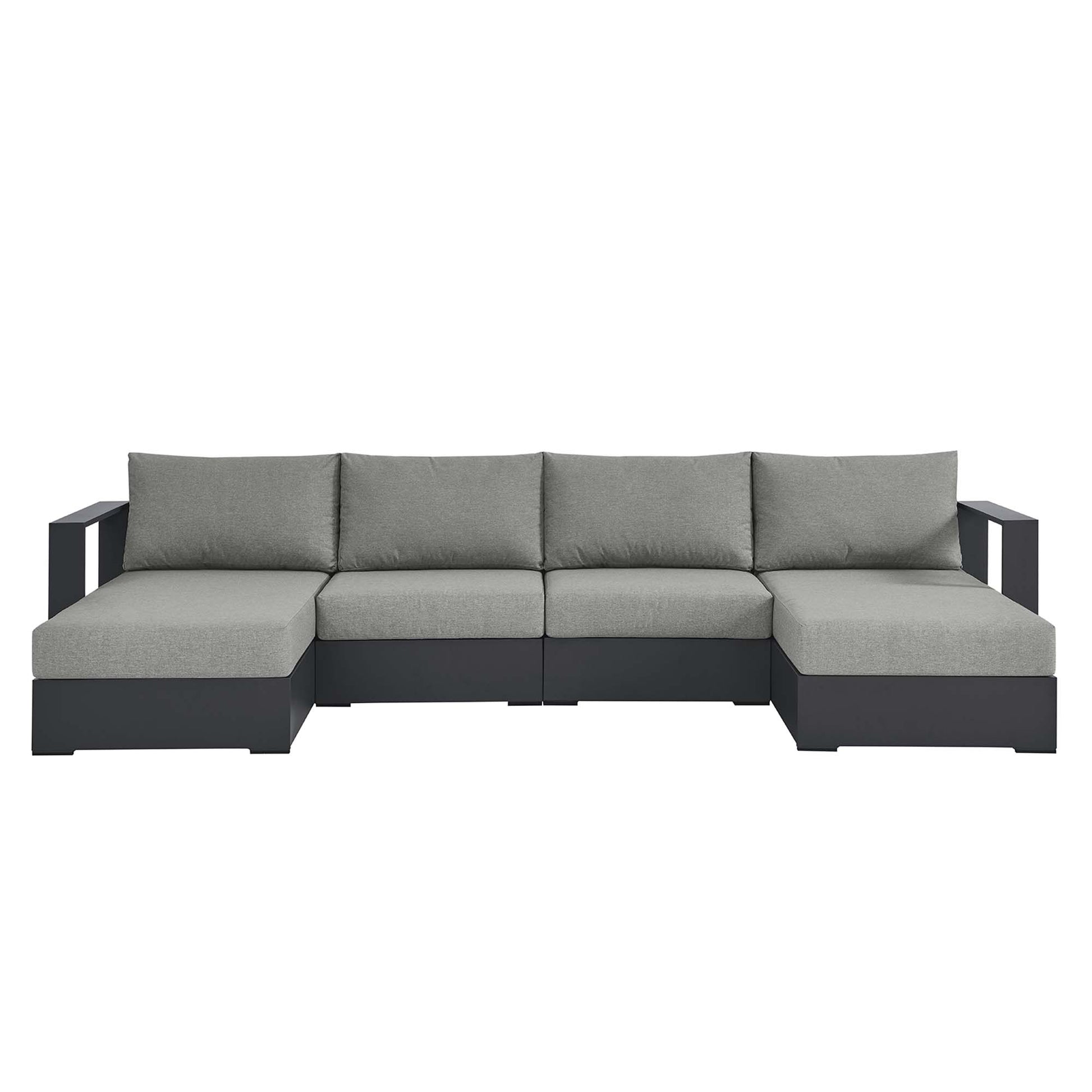 Tahoe 4-Piece Outdoor Patio Powder-Coated Aluminum Sectional sofá Set