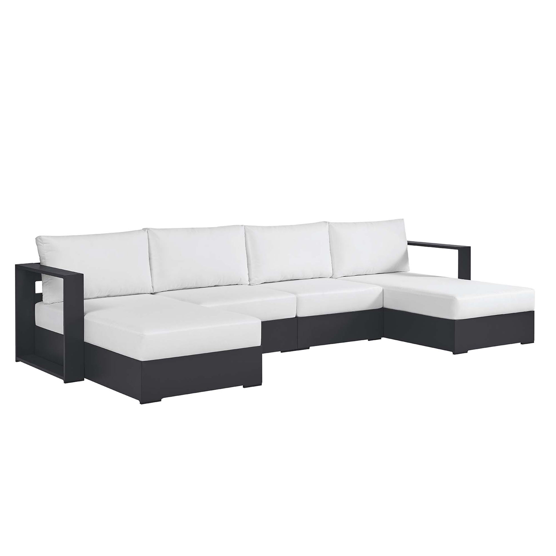 Tahoe 4-Piece Outdoor Patio Powder-Coated Aluminum Sectional sofá Set