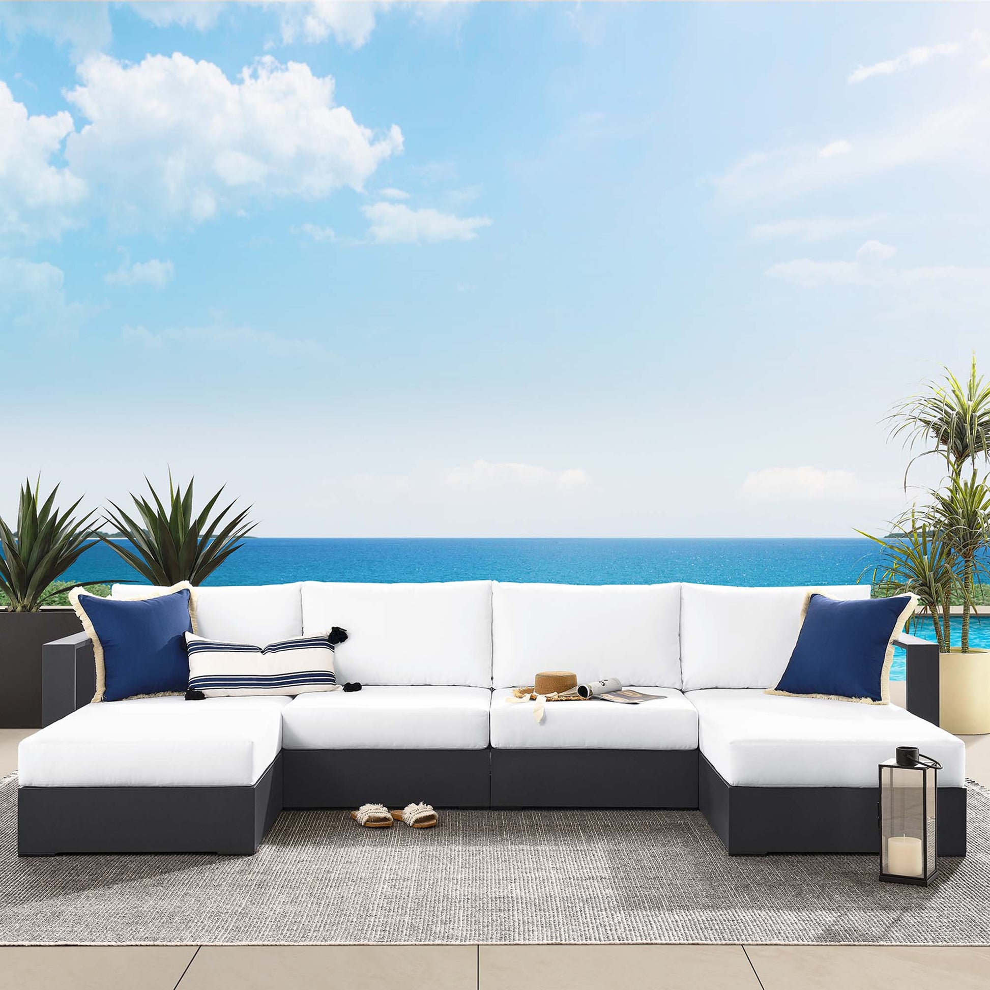 Tahoe 4-Piece Outdoor Patio Powder-Coated Aluminum Sectional sofá Set